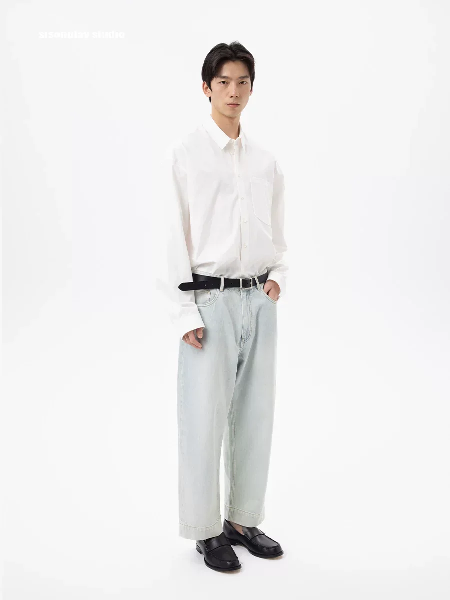 Light Blue Cropped Wide-Leg Jeans - Image 3