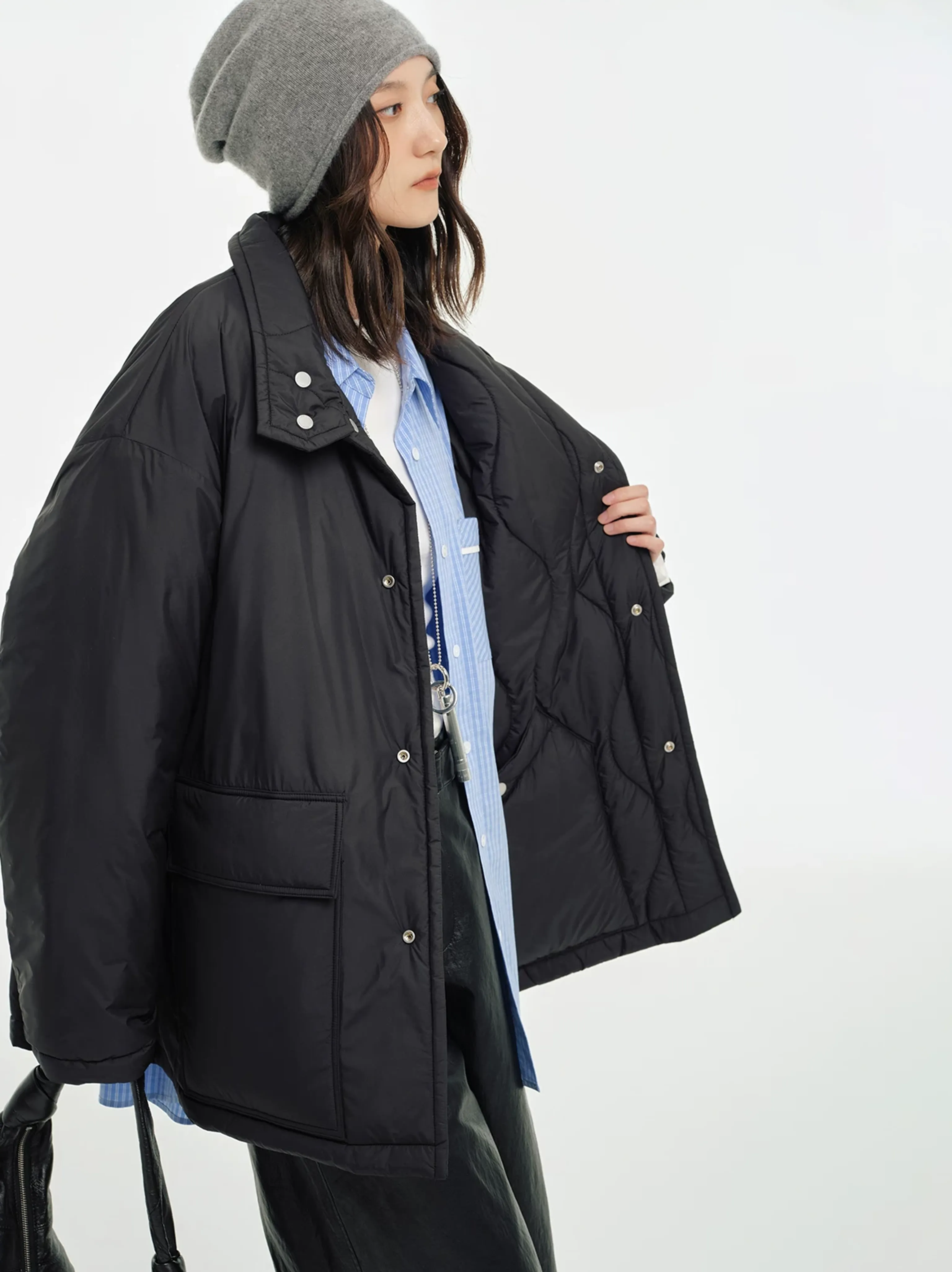 Light High-Collar Quilted Jacket - Image 4
