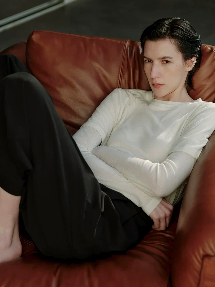 Light Nude Round-Neck Tee - Image 3