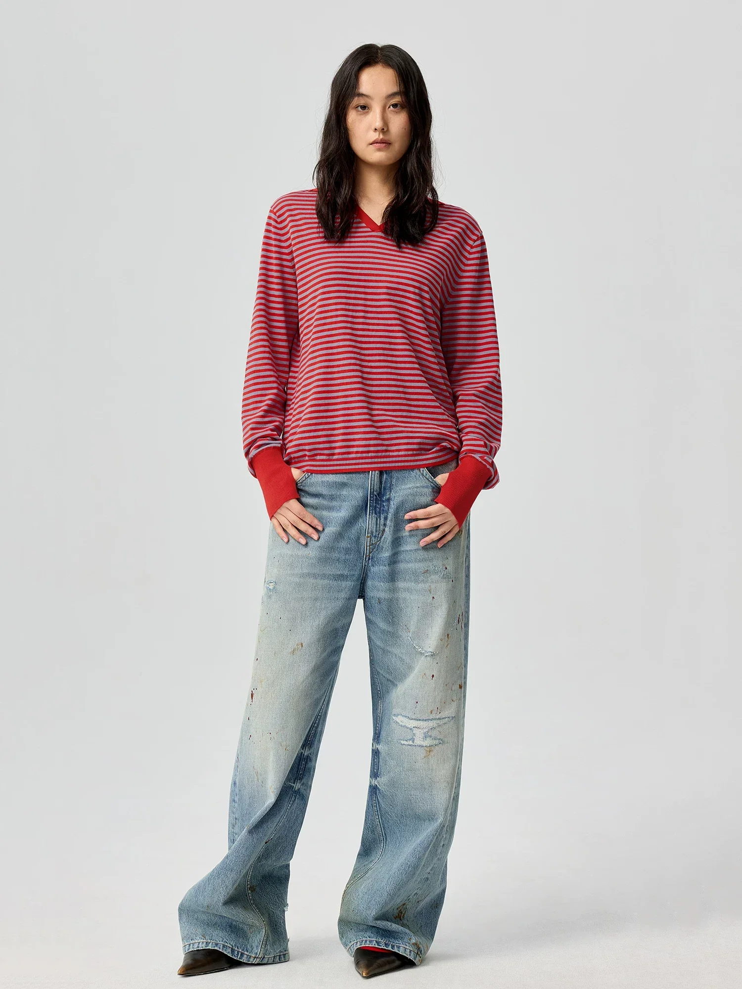 Light Wash Twist-Seam Wide-Leg Jeans - Image 2