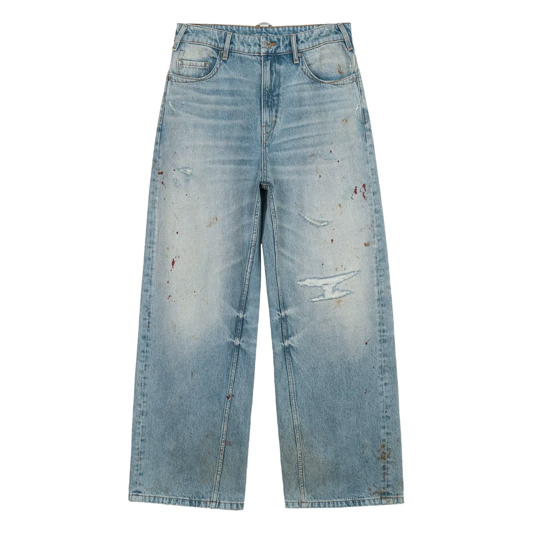 Light Wash Twist-Seam Wide-Leg Jeans - Image 6