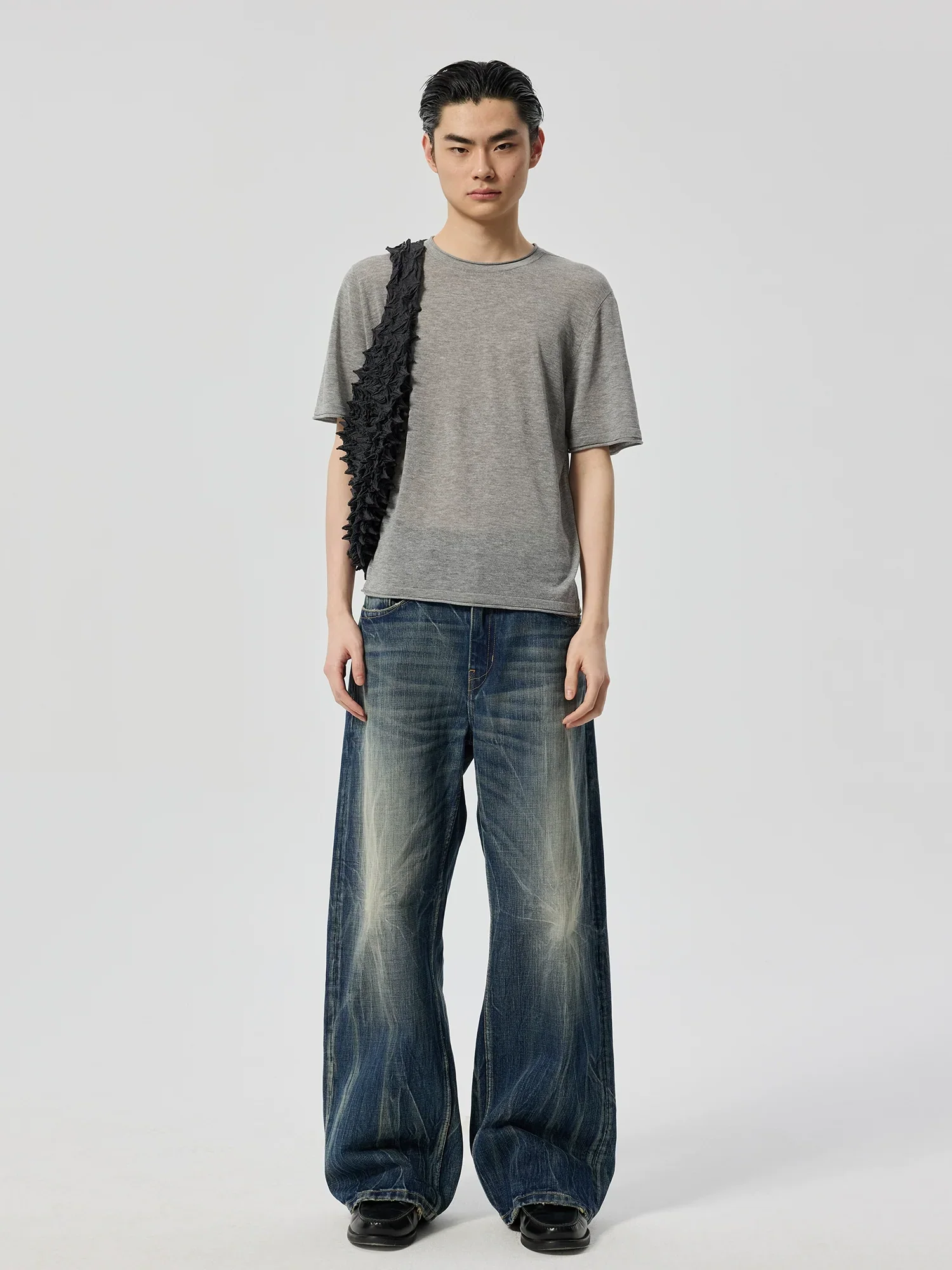 Lightning Wash Wide-Leg Jeans