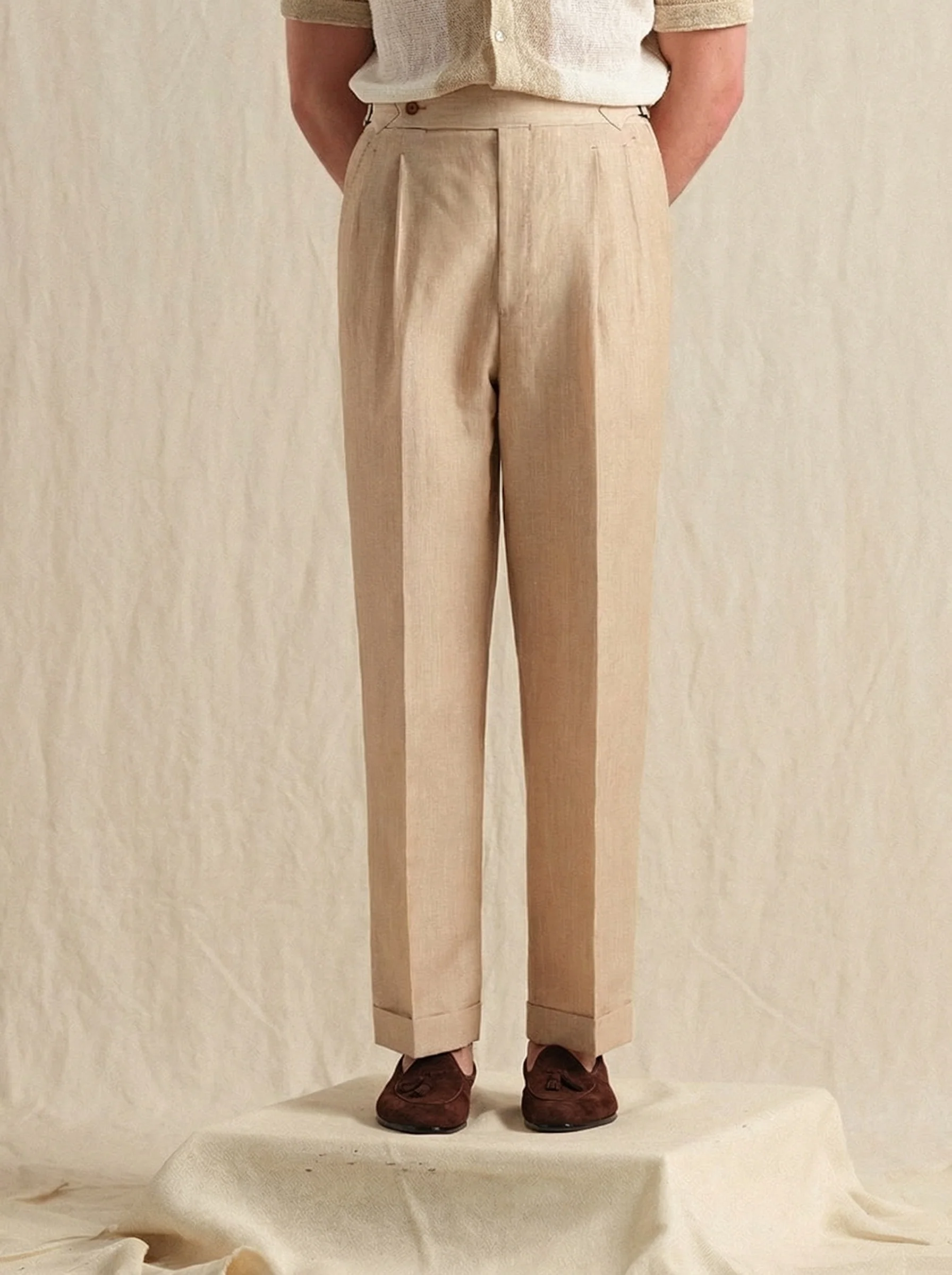 Lightweight Wool & Linen Trousers - Image 2