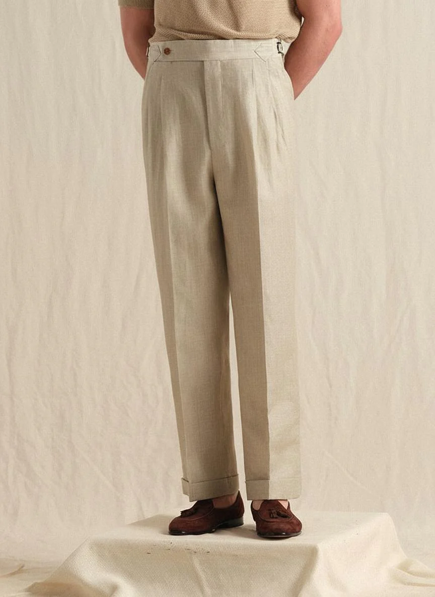 Lightweight Wool & Linen Trousers - Image 3