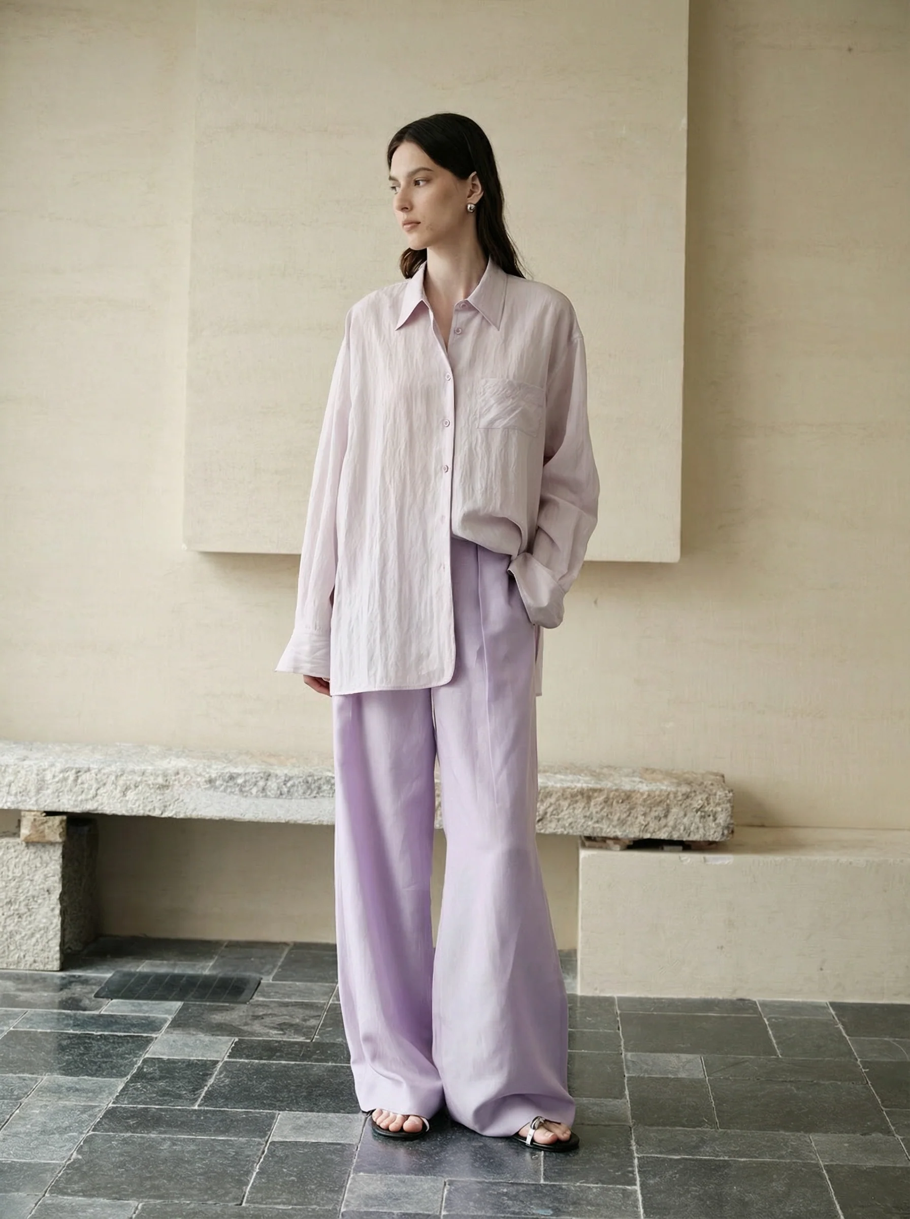 Lilac Lyocell Oversized Shirt - Image 4
