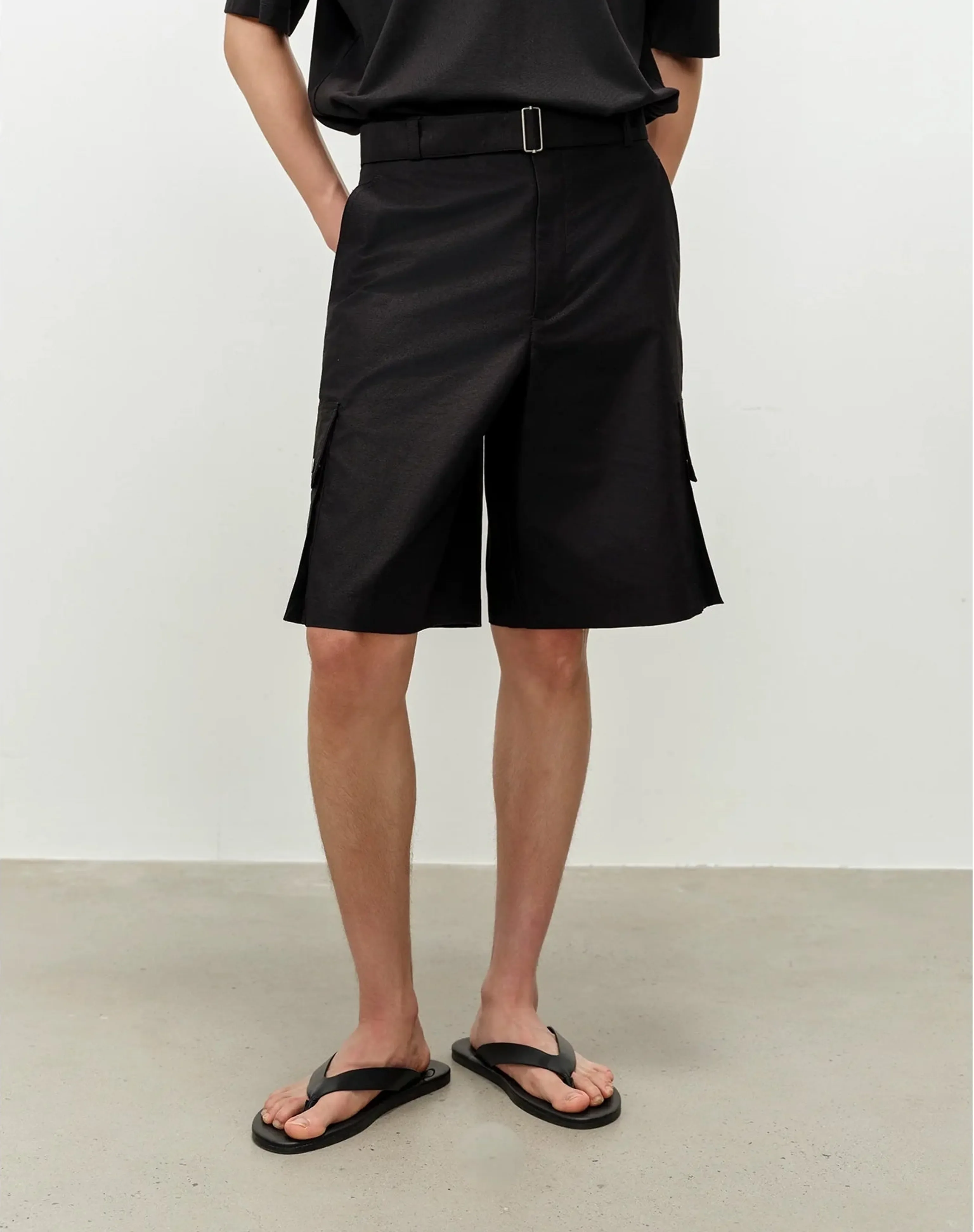 Linen-Blend Belted Cargo Shorts - Image 4
