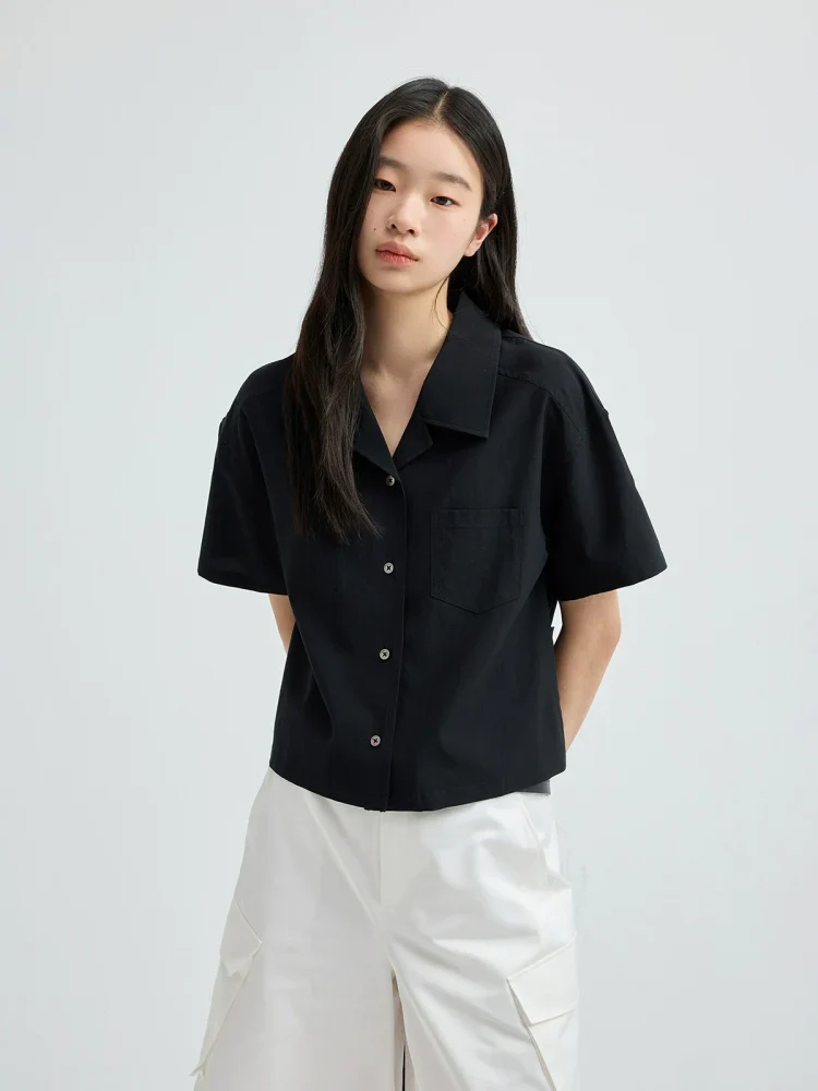 Linen-Blend Cuban Collar Short Sleeve Shirt - Image 2