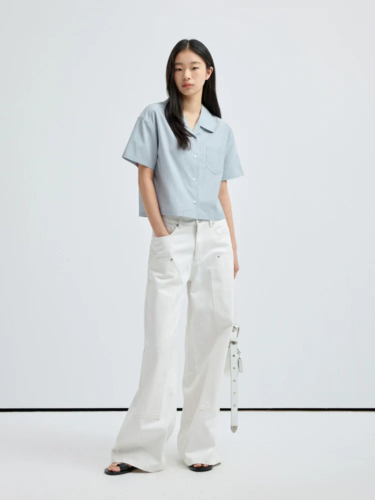 Linen-Blend Cuban Collar Short Sleeve Shirt - Image 3