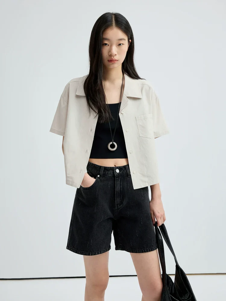 Linen-Blend Cuban Collar Short Sleeve Shirt - Image 4