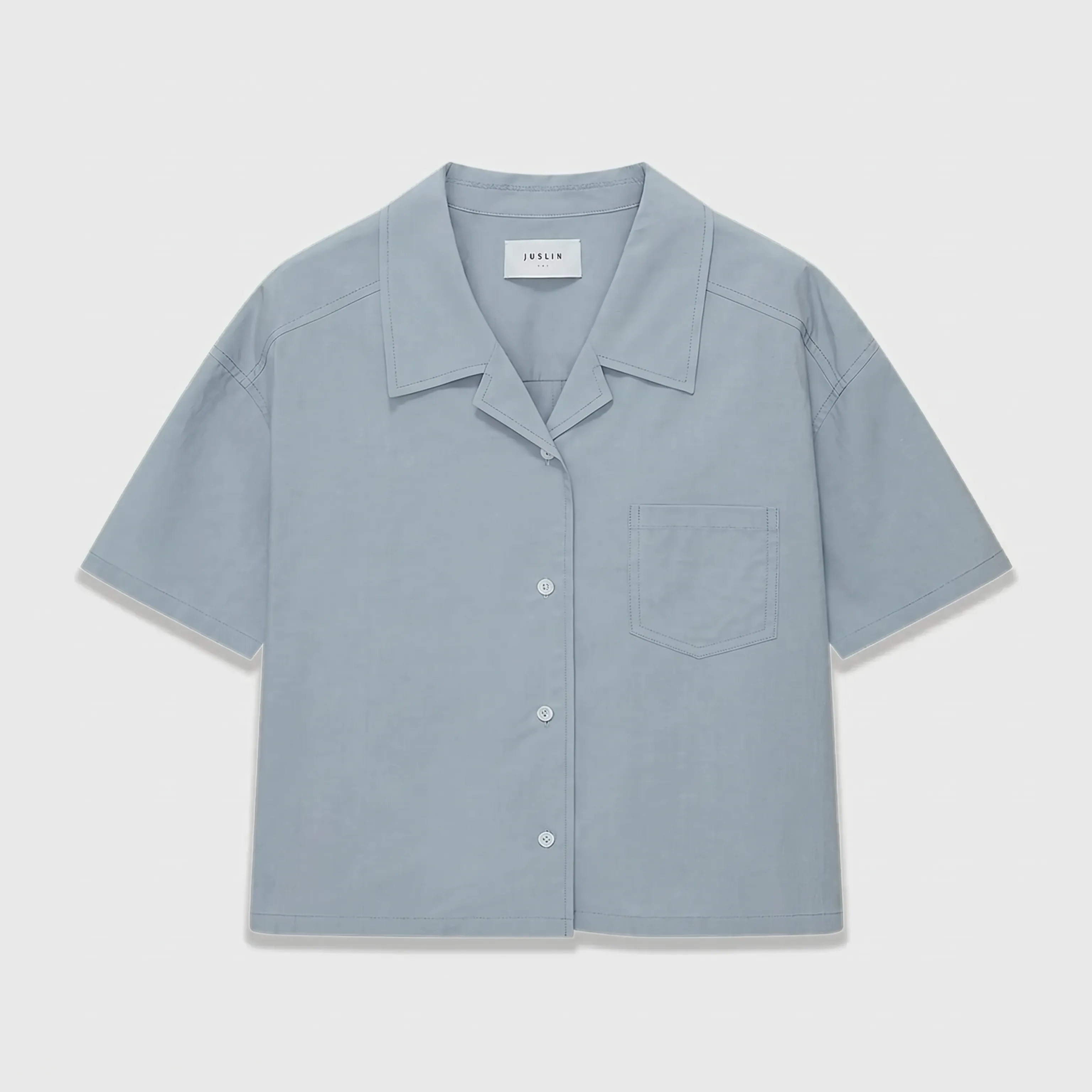 Linen-Blend Cuban Collar Short Sleeve Shirt - Image 6