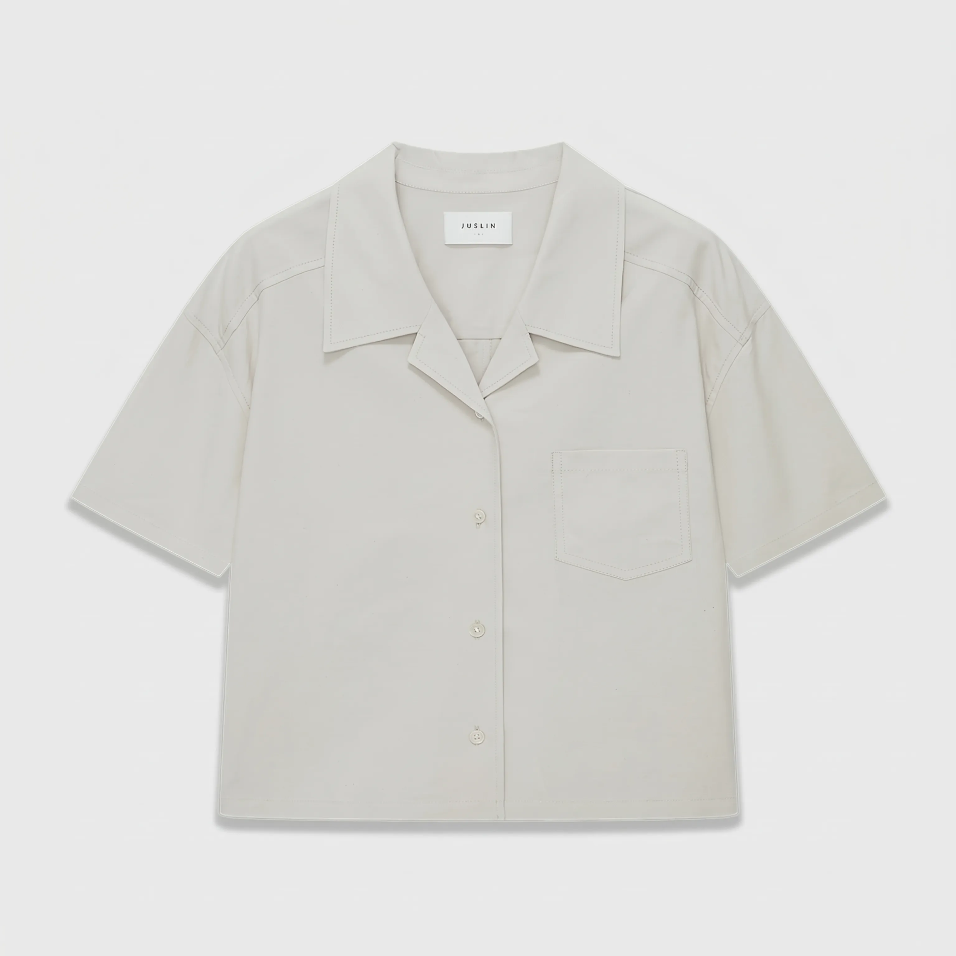 Linen-Blend Cuban Collar Short Sleeve Shirt - Image 7