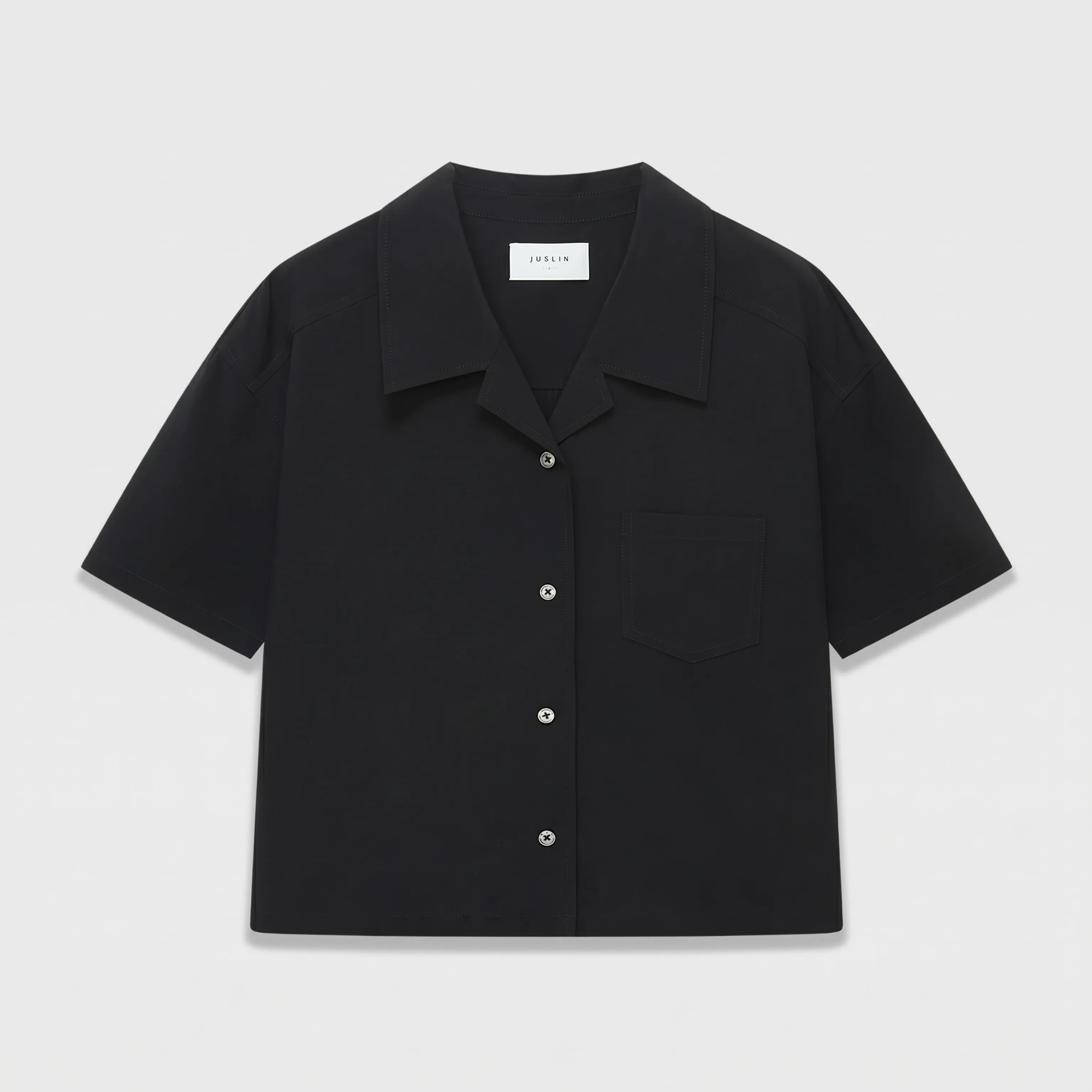 Linen-Blend Cuban Collar Short Sleeve Shirt - Image 8