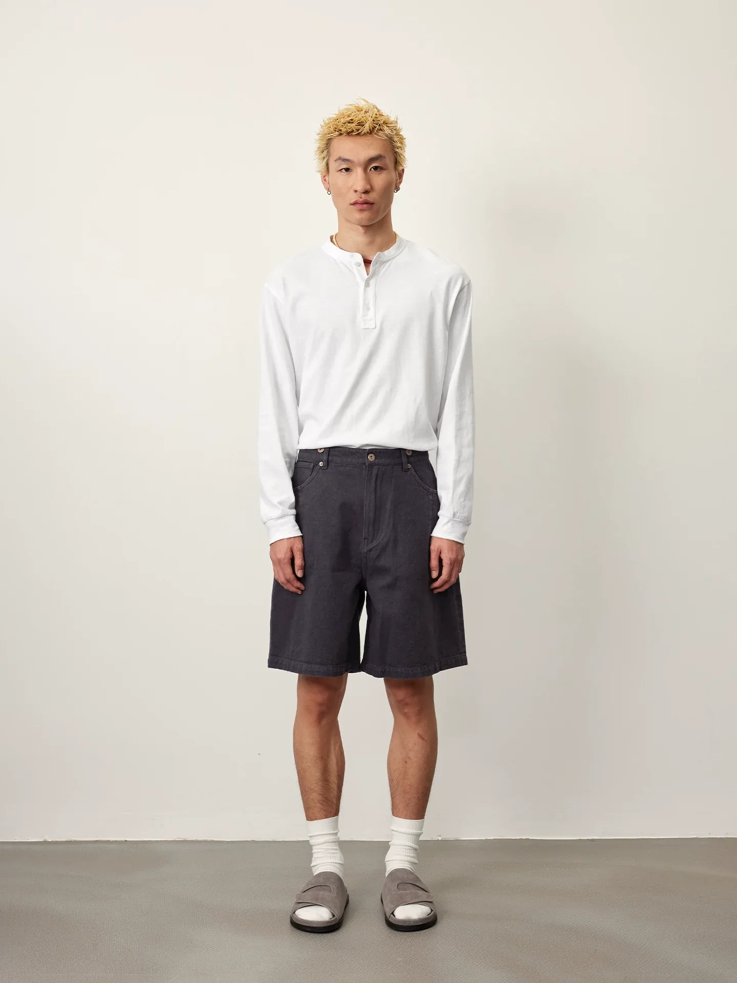 Linen-Blend Denim Bermuda Shorts