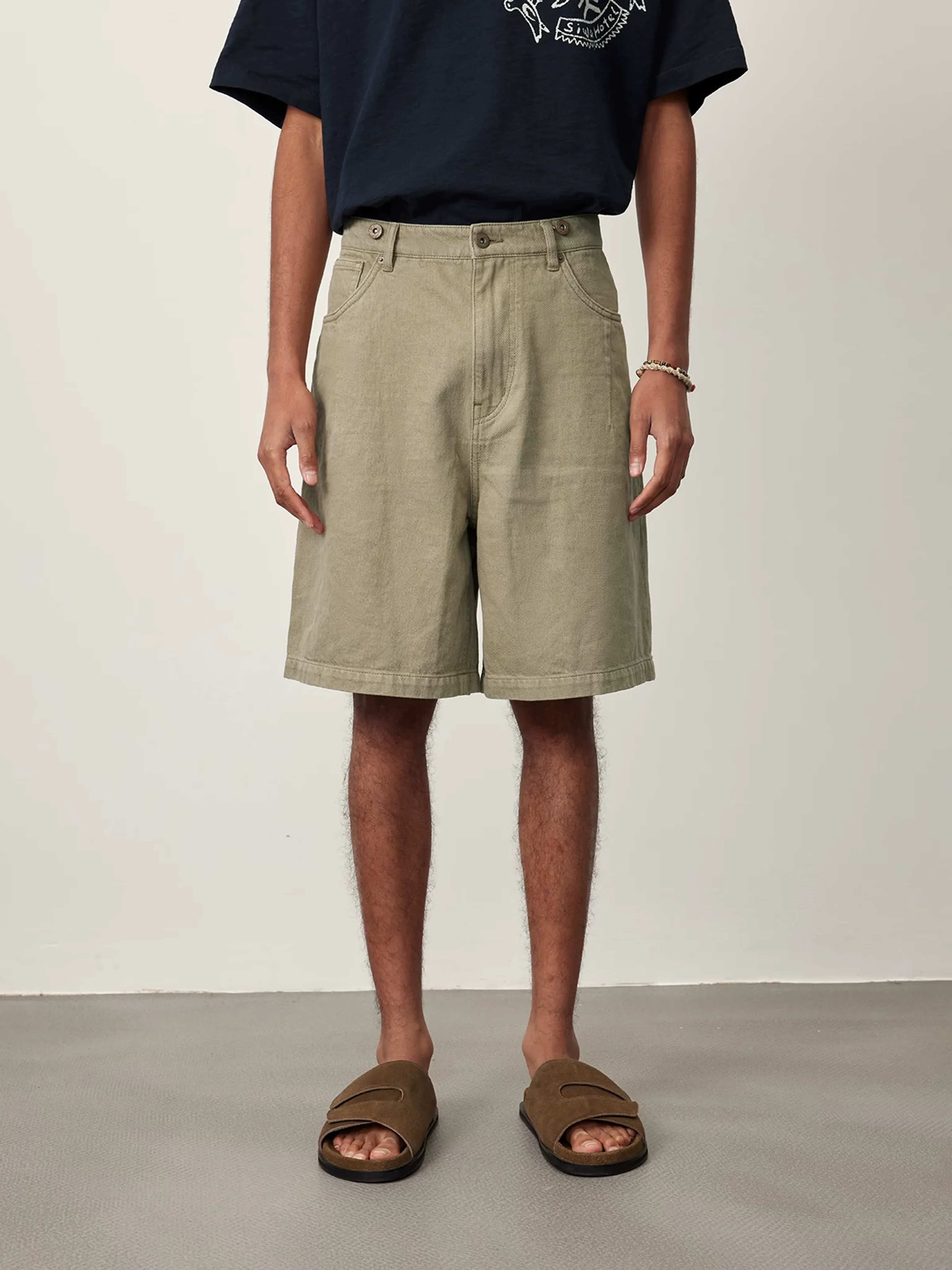 Linen-Blend Denim Shorts - Image 5
