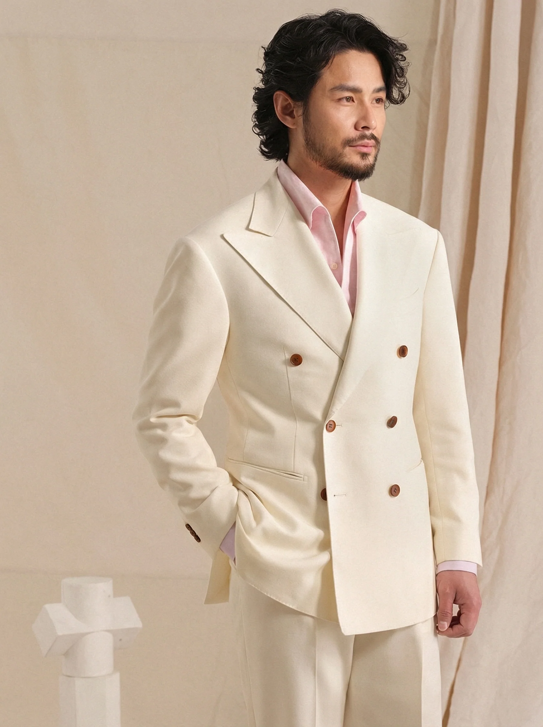 Linen-Blend Double-Breasted Suit