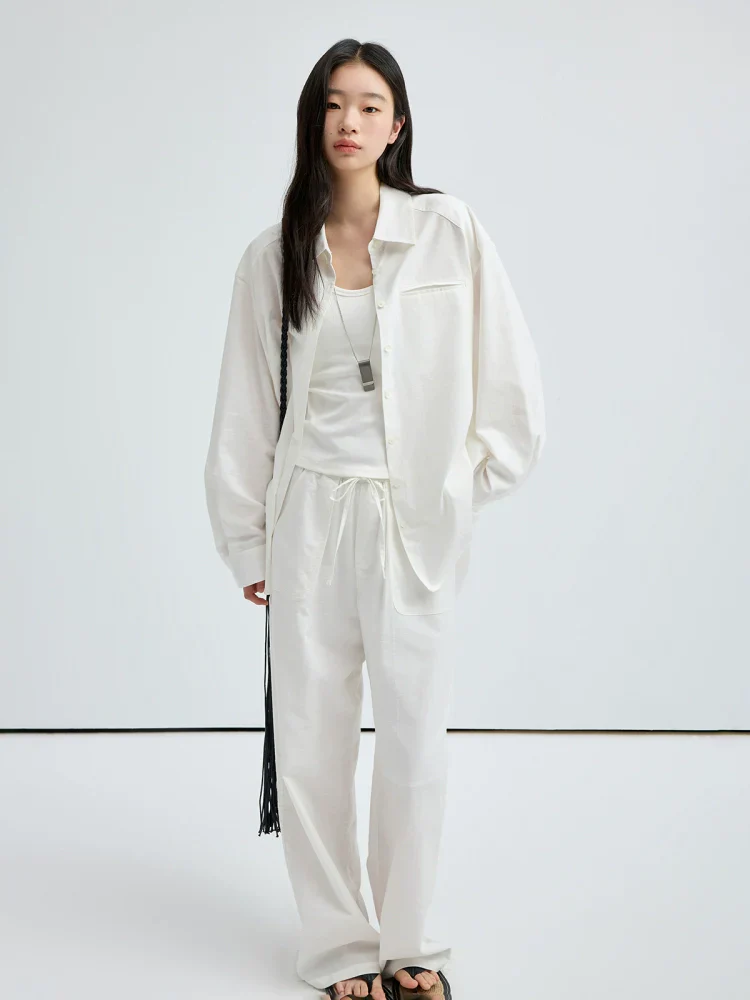 Linen-Blend Drawstring Wide-Leg Pants - Image 4
