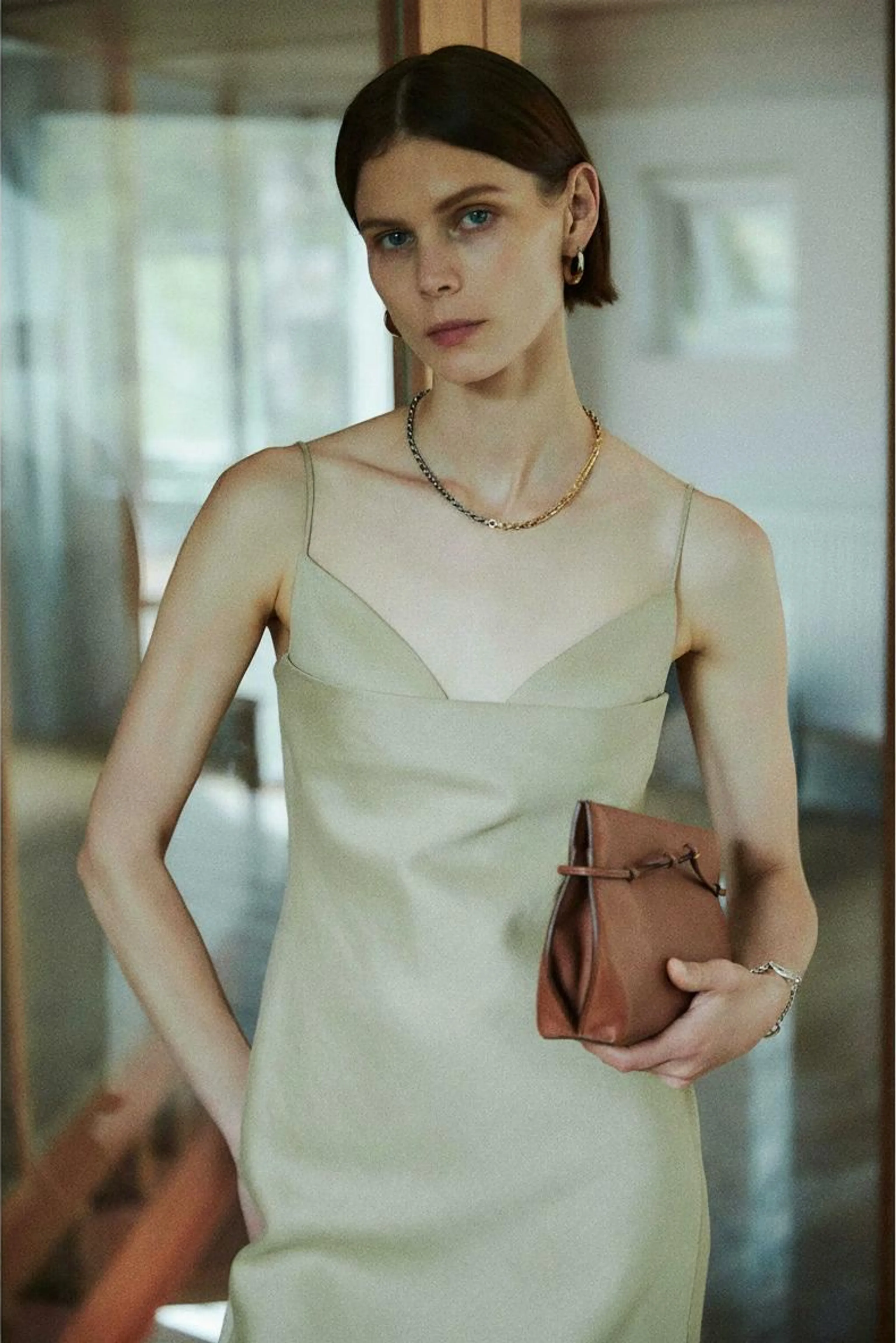 Linen-Blend Faux Two-Piece Slip Dress - Image 4