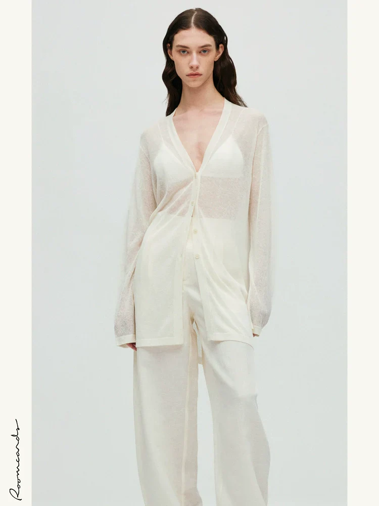 Linen Blend Knit Cardigan - Image 4