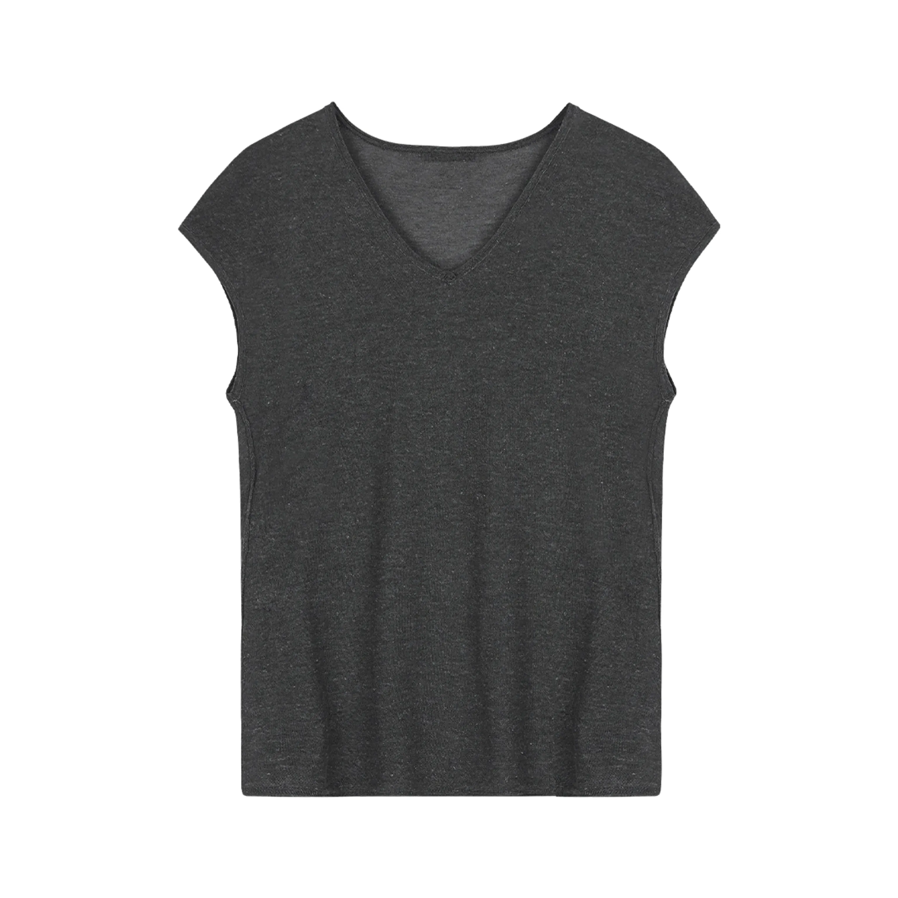 Linen-Blend V-Neck Tee - Image 8