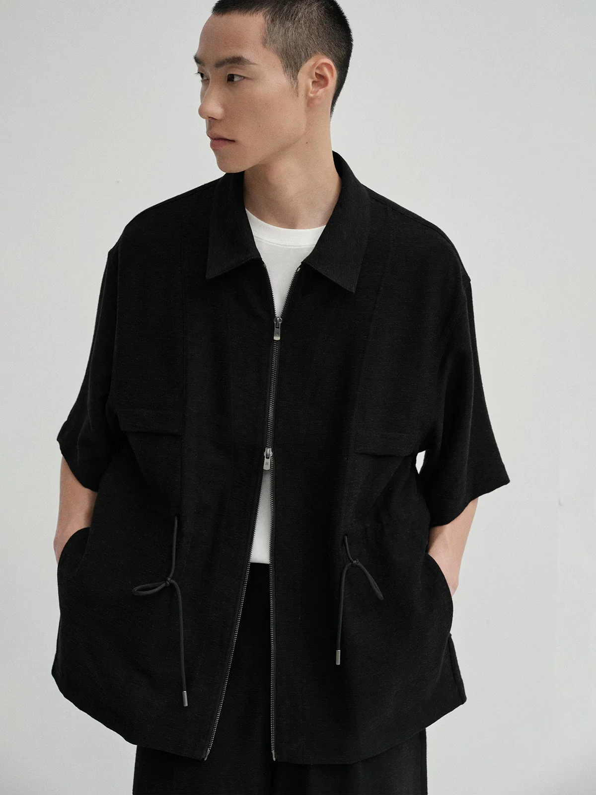 Linen-Blend Zip Overshirt - Image 3