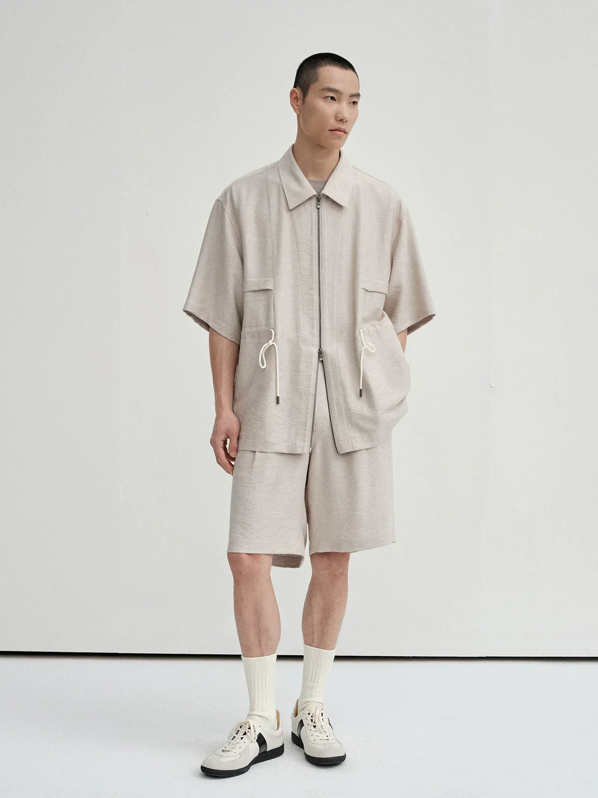 Linen-Blend Zip Overshirt - Image 5