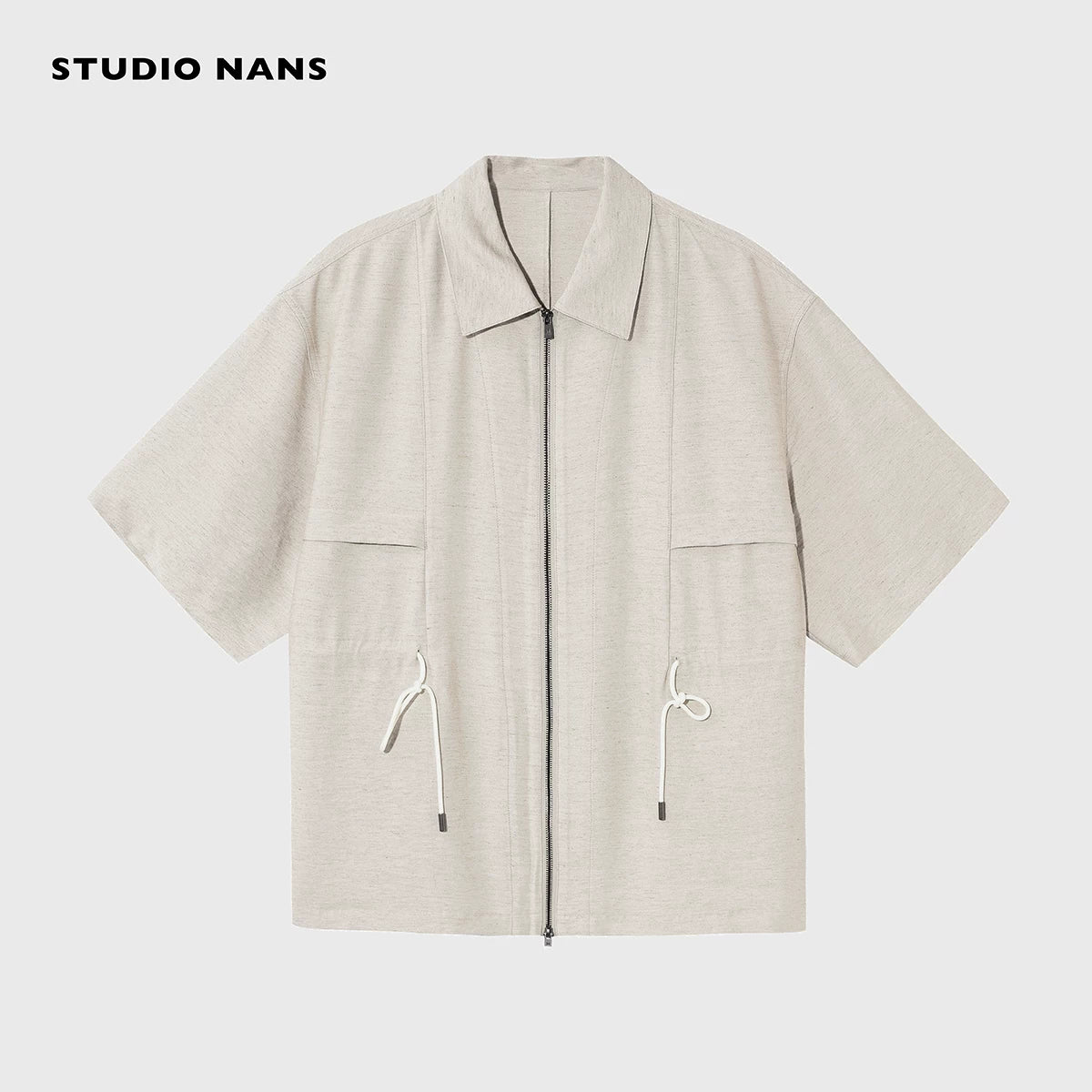Linen-Blend Zip Overshirt - Image 6