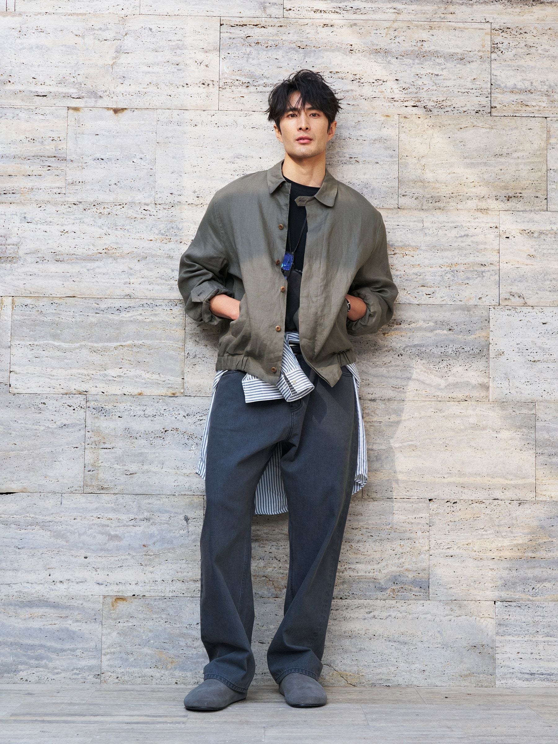 Linen Button Blouson