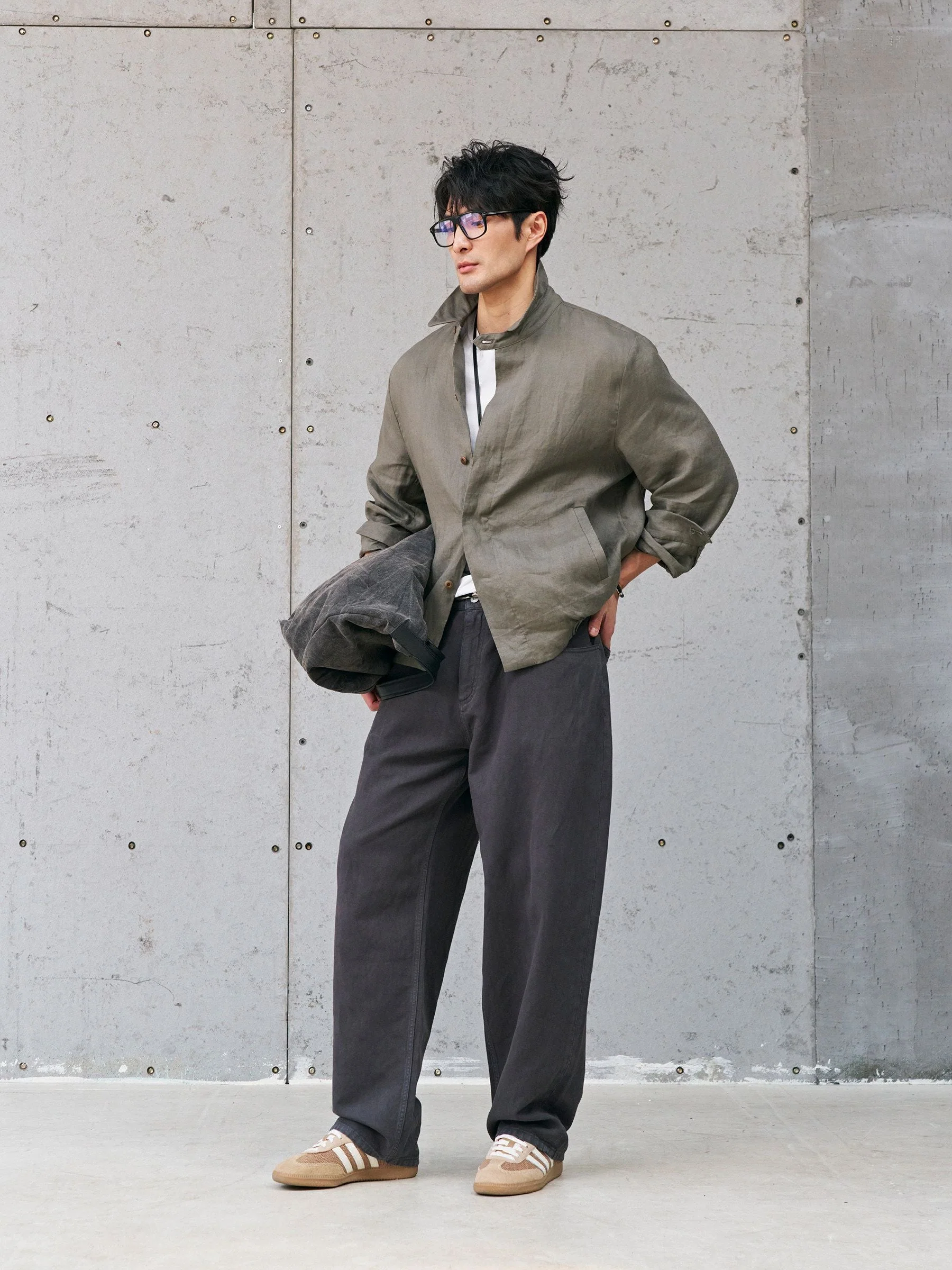 Linen Button Blouson - Image 3