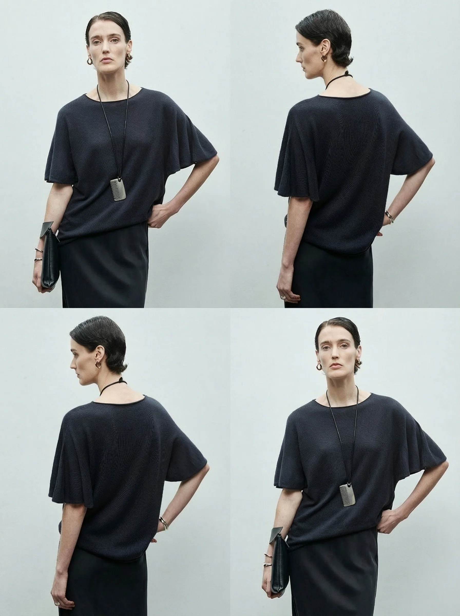 Linen-Cashmere Flutter-Sleeve Knit Top - Image 3