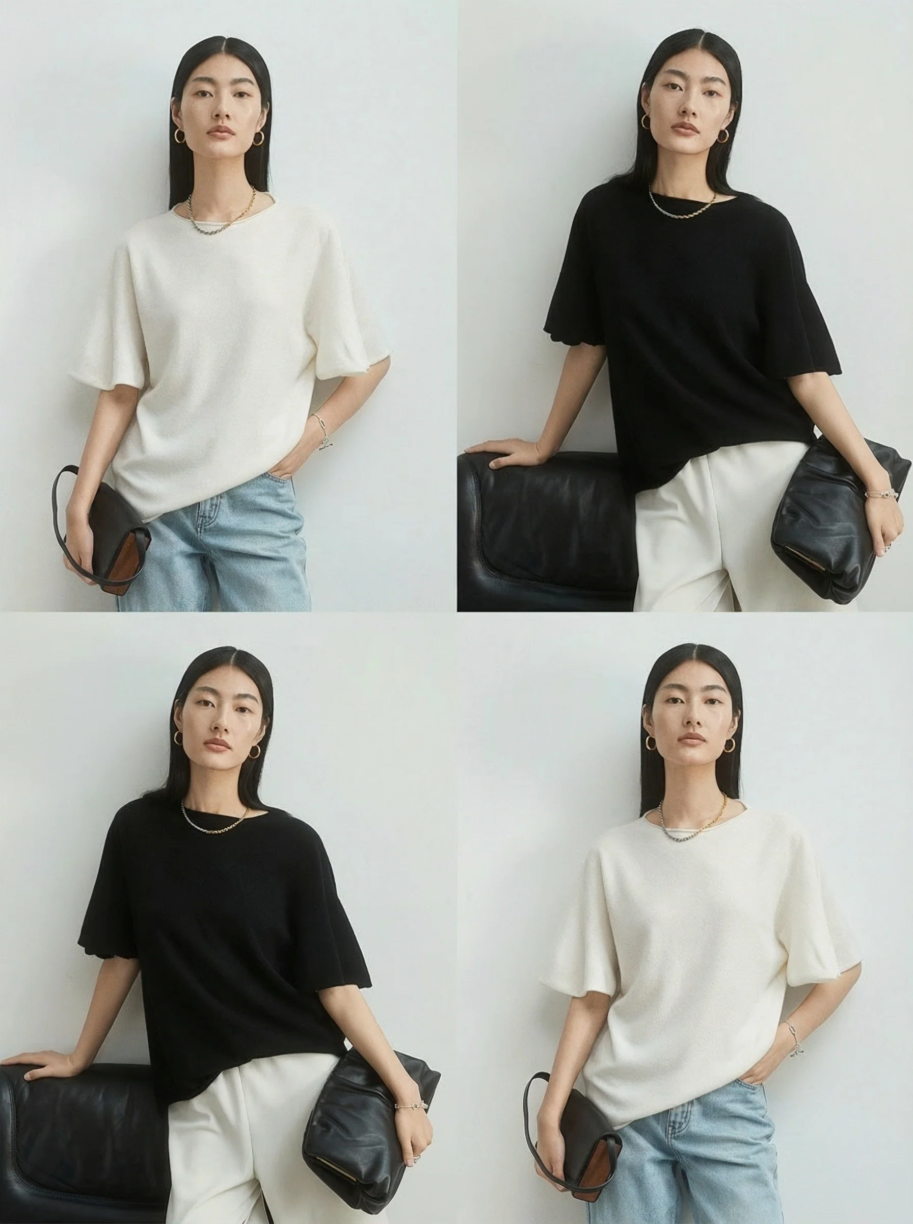 Linen-Cashmere Flutter-Sleeve Knit Top - Image 4