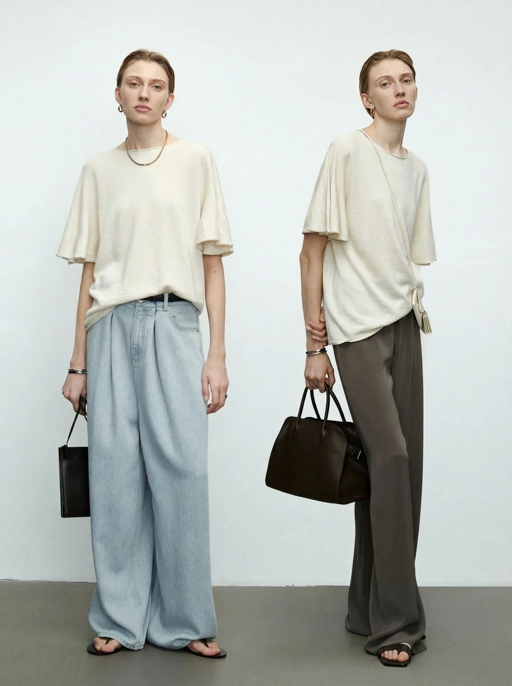 Linen-Cashmere Flutter-Sleeve Knit Top - Image 5