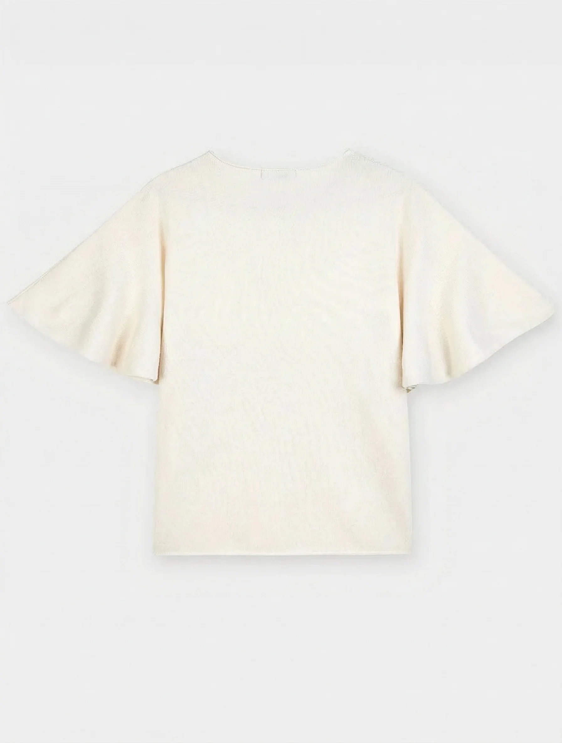 Linen-Cashmere Flutter-Sleeve Knit Top - Image 8