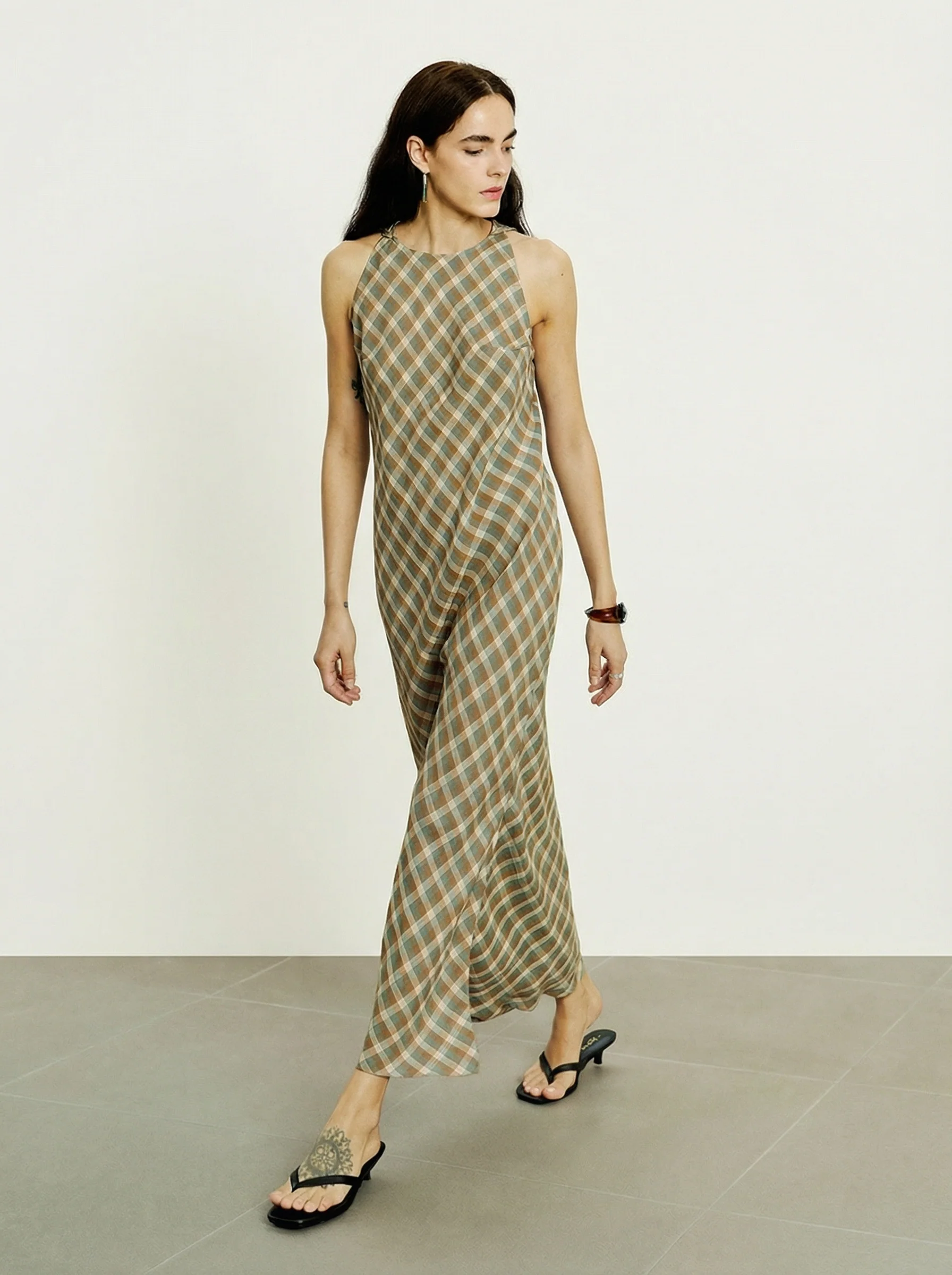 Linen Check Maxi Dress - Image 2