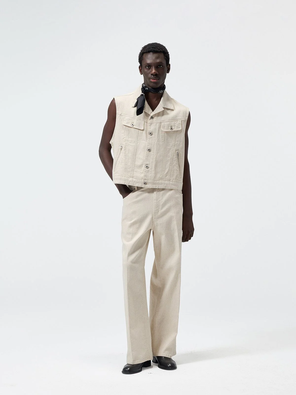 Linen-Cotton Straight Jeans
