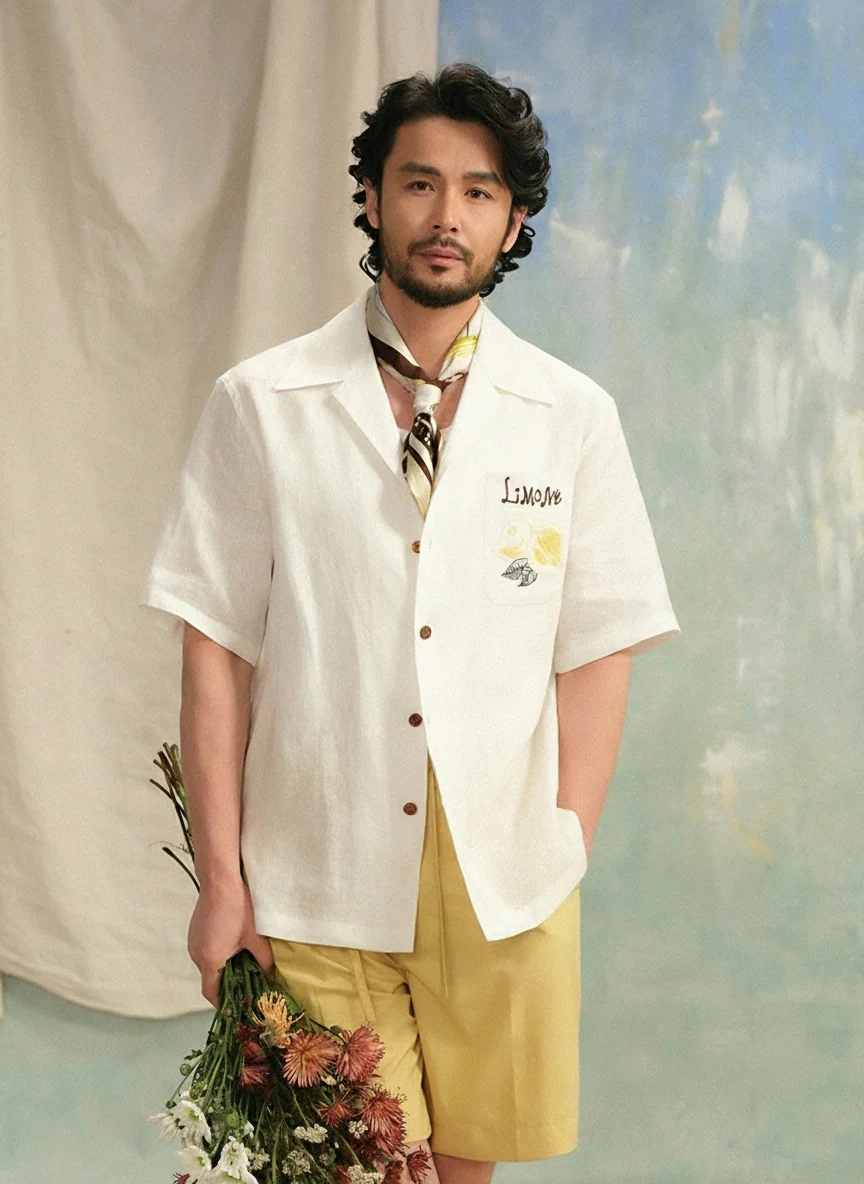 Linen Cuban-Collar Shirt