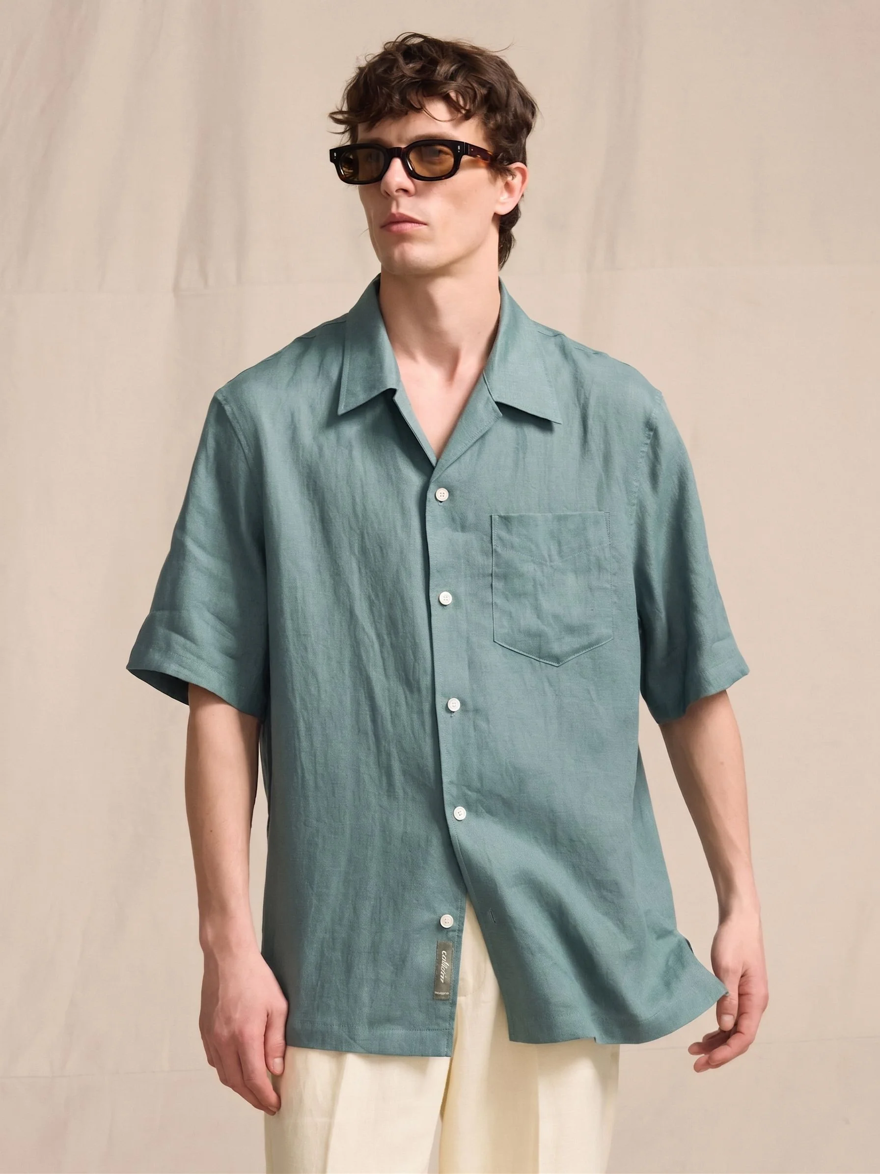 Linen Cuban Collar Shirt - Image 4