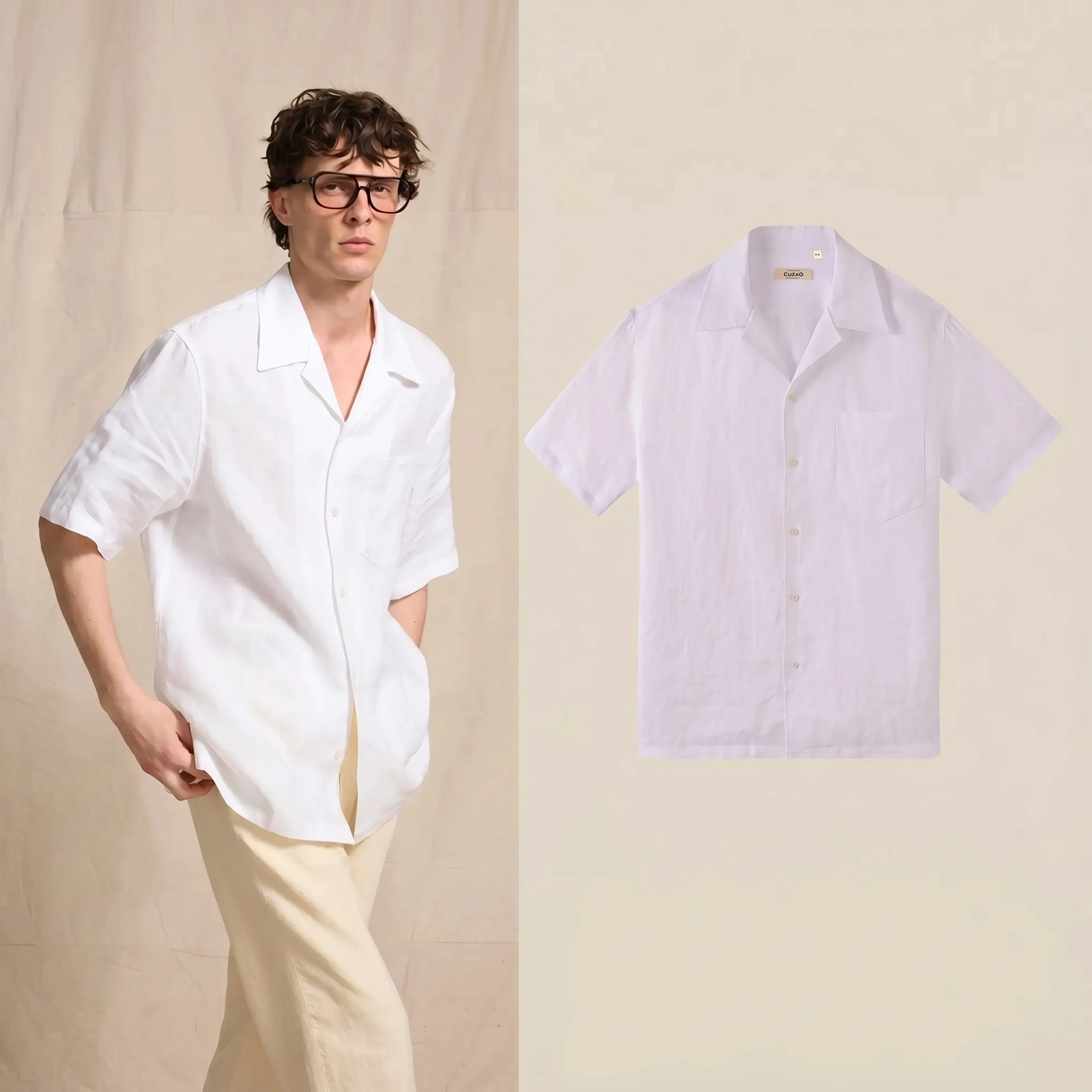 Linen Cuban Collar Shirt - Image 6