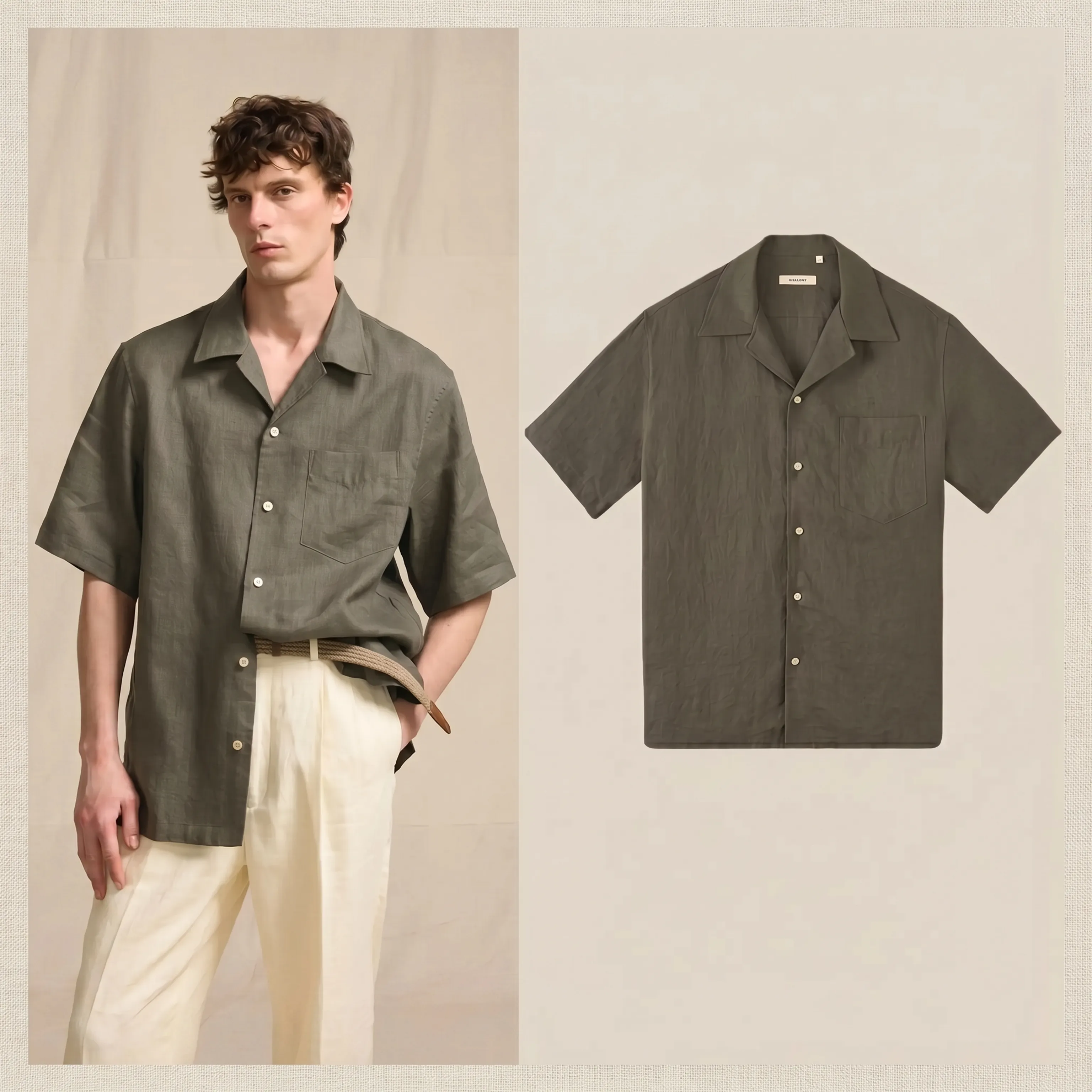 Linen Cuban Collar Shirt - Image 8