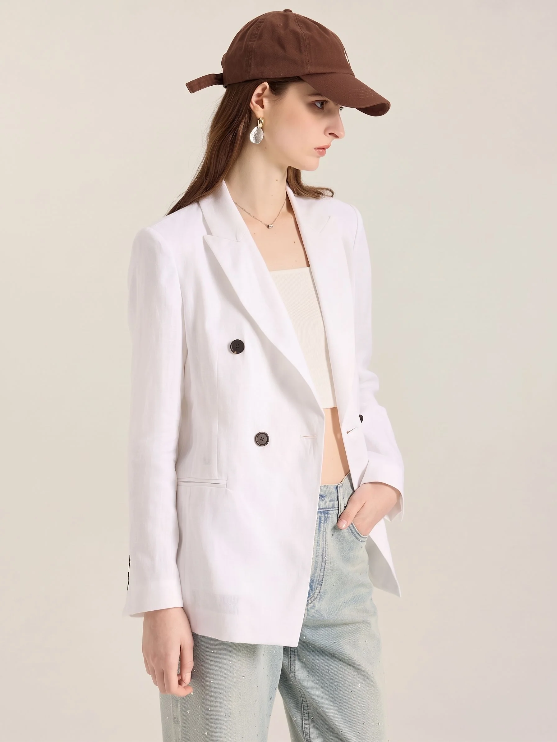 Linen Double-Breasted Blazer - Image 2
