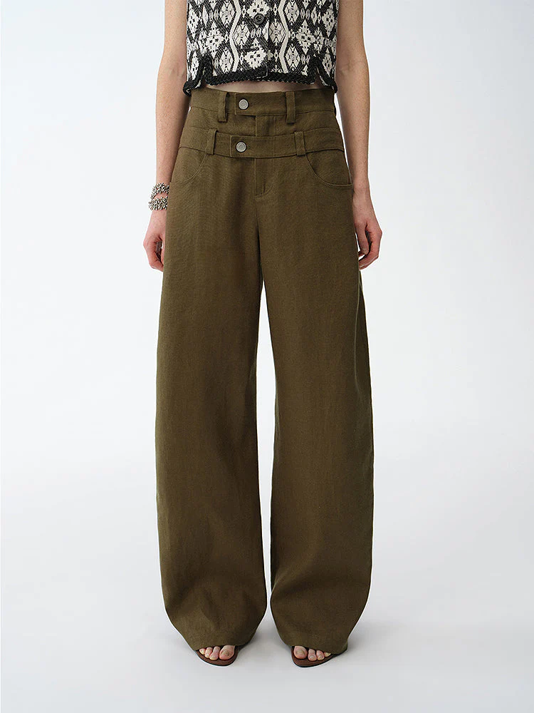 Linen Double Waist Pants