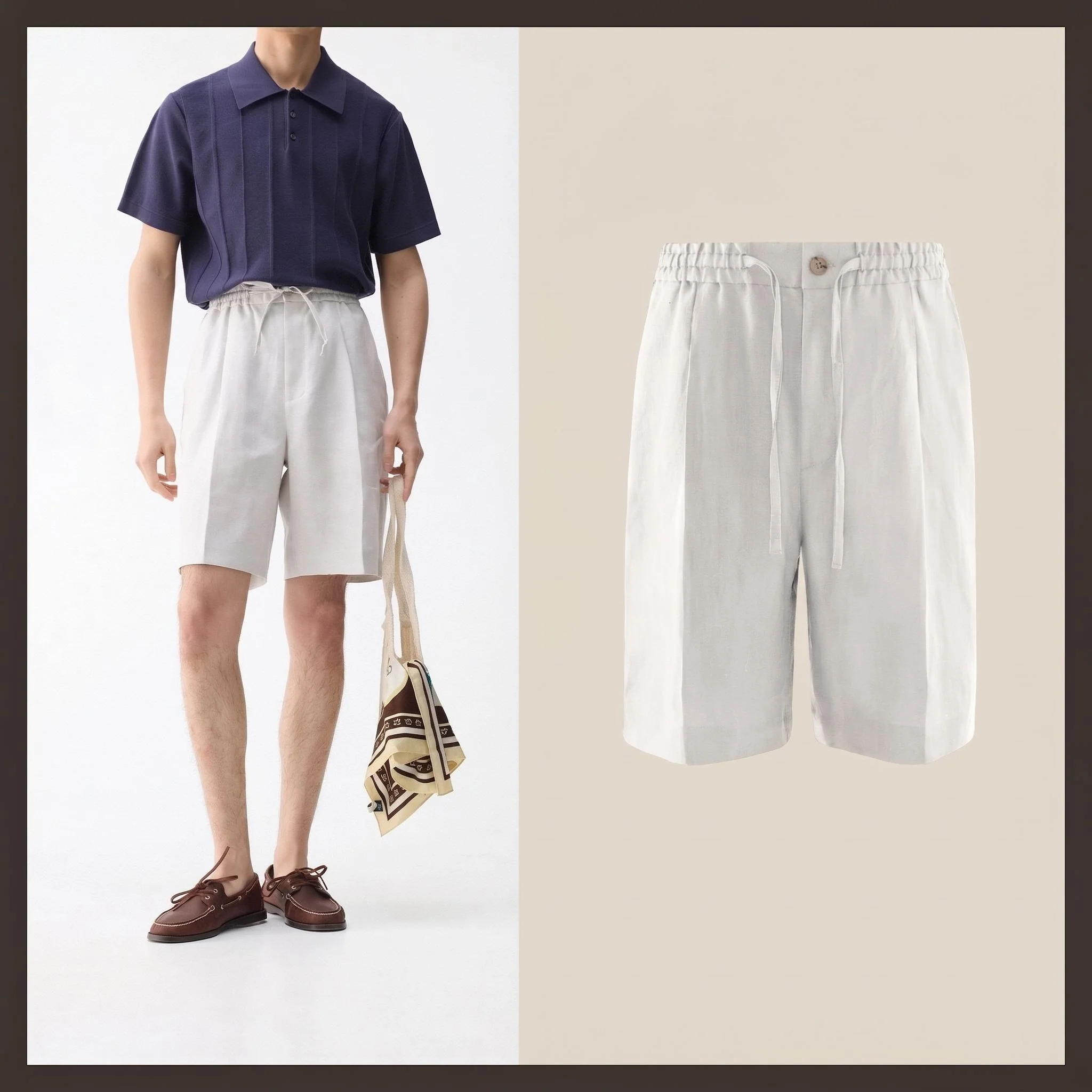 Linen Drawstring Shorts - Image 6