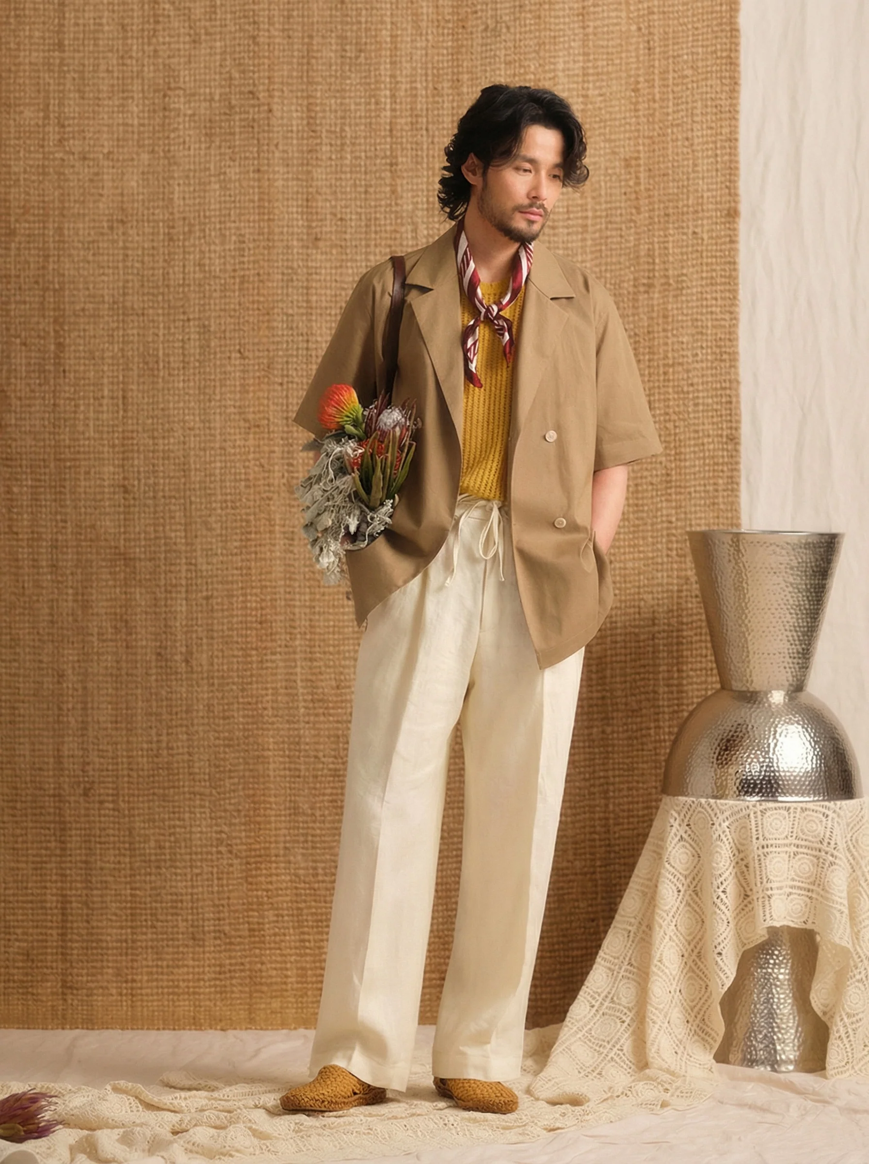 Linen Drawstring Trousers - Image 4