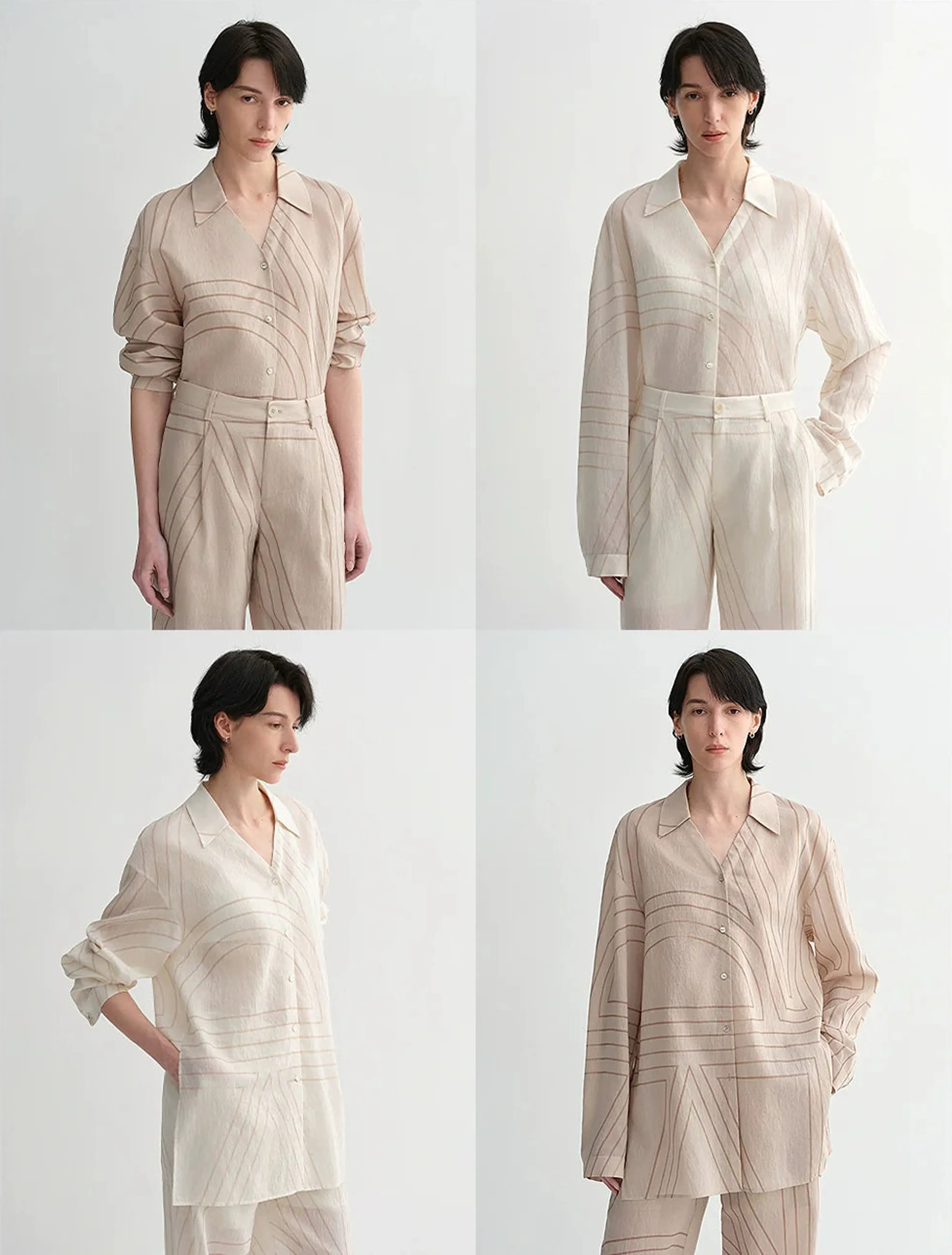 Linen Geometric Print Shirt & Trouser Set