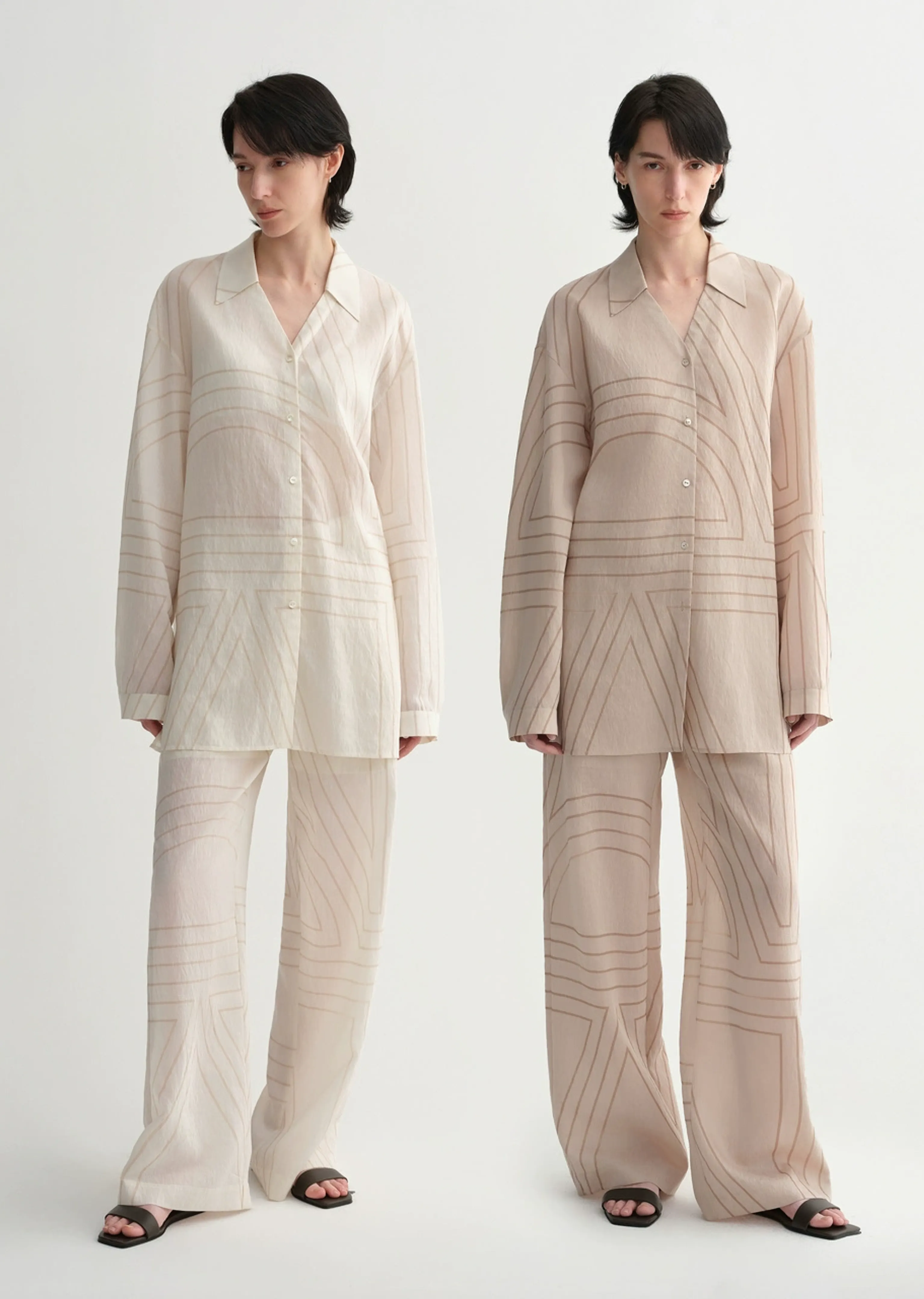 Linen Geometric Print Shirt & Trouser Set - Image 2