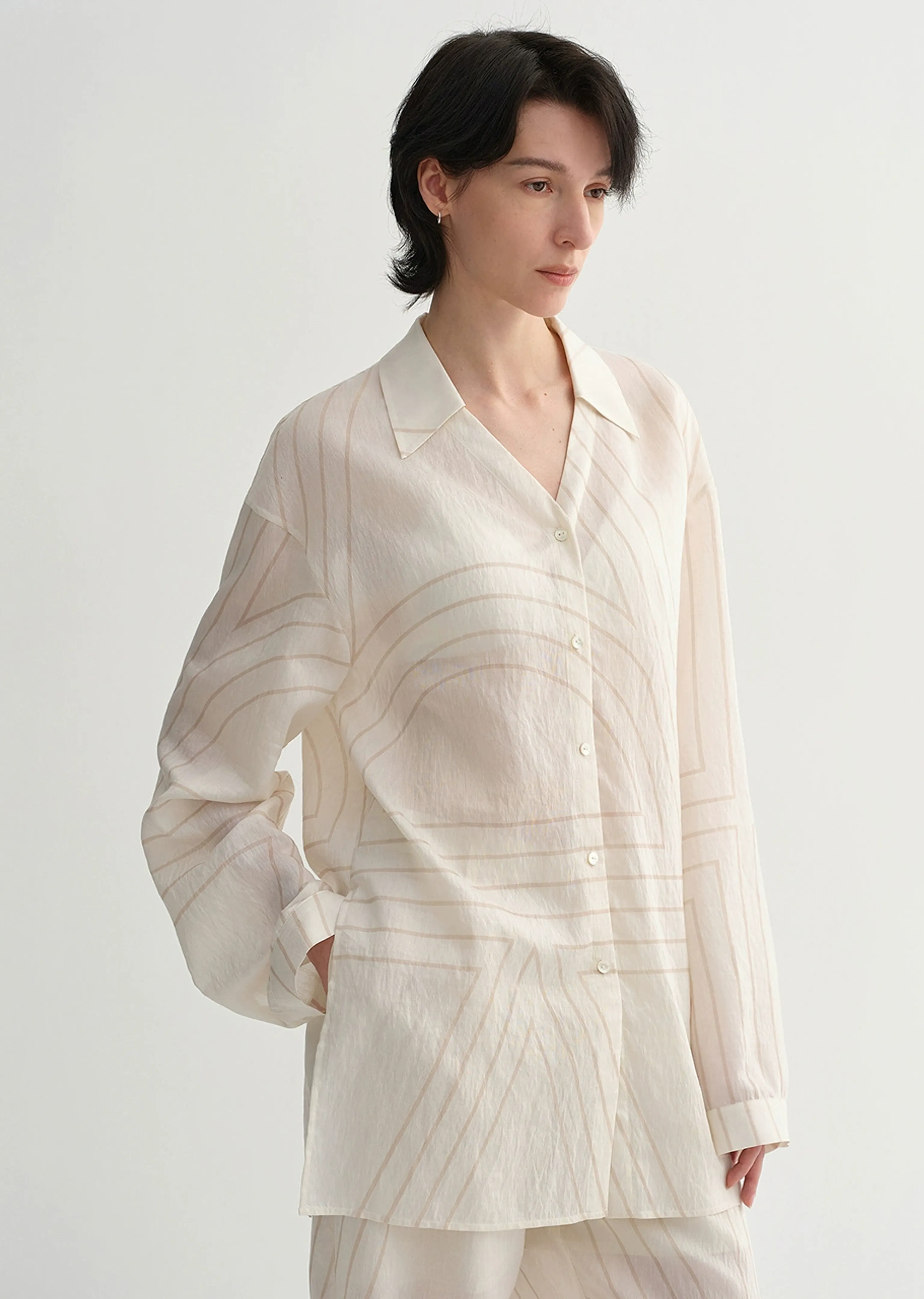 Linen Geometric Print Shirt & Trouser Set - Image 3