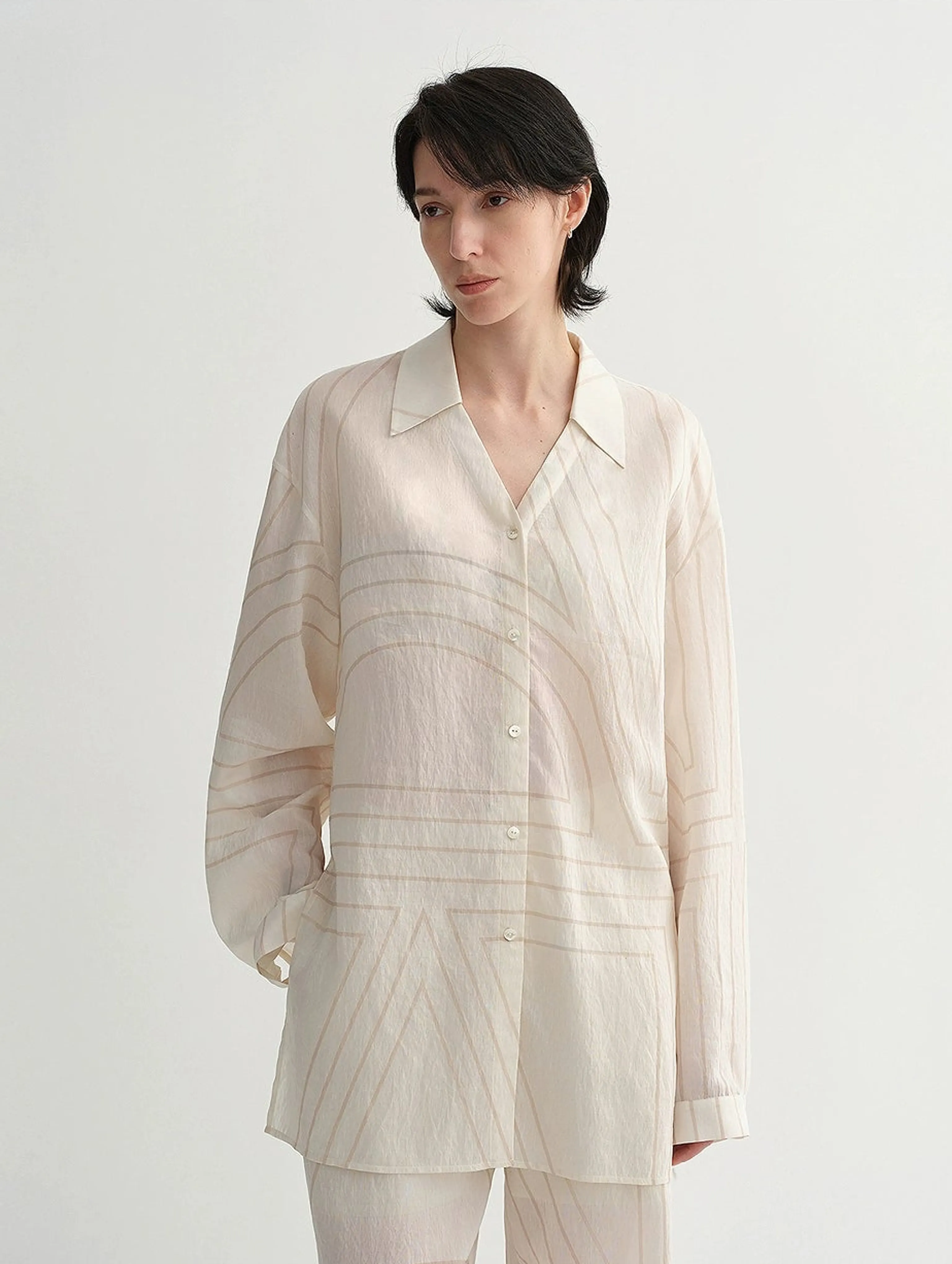 Linen Geometric Print Shirt & Trouser Set - Image 4