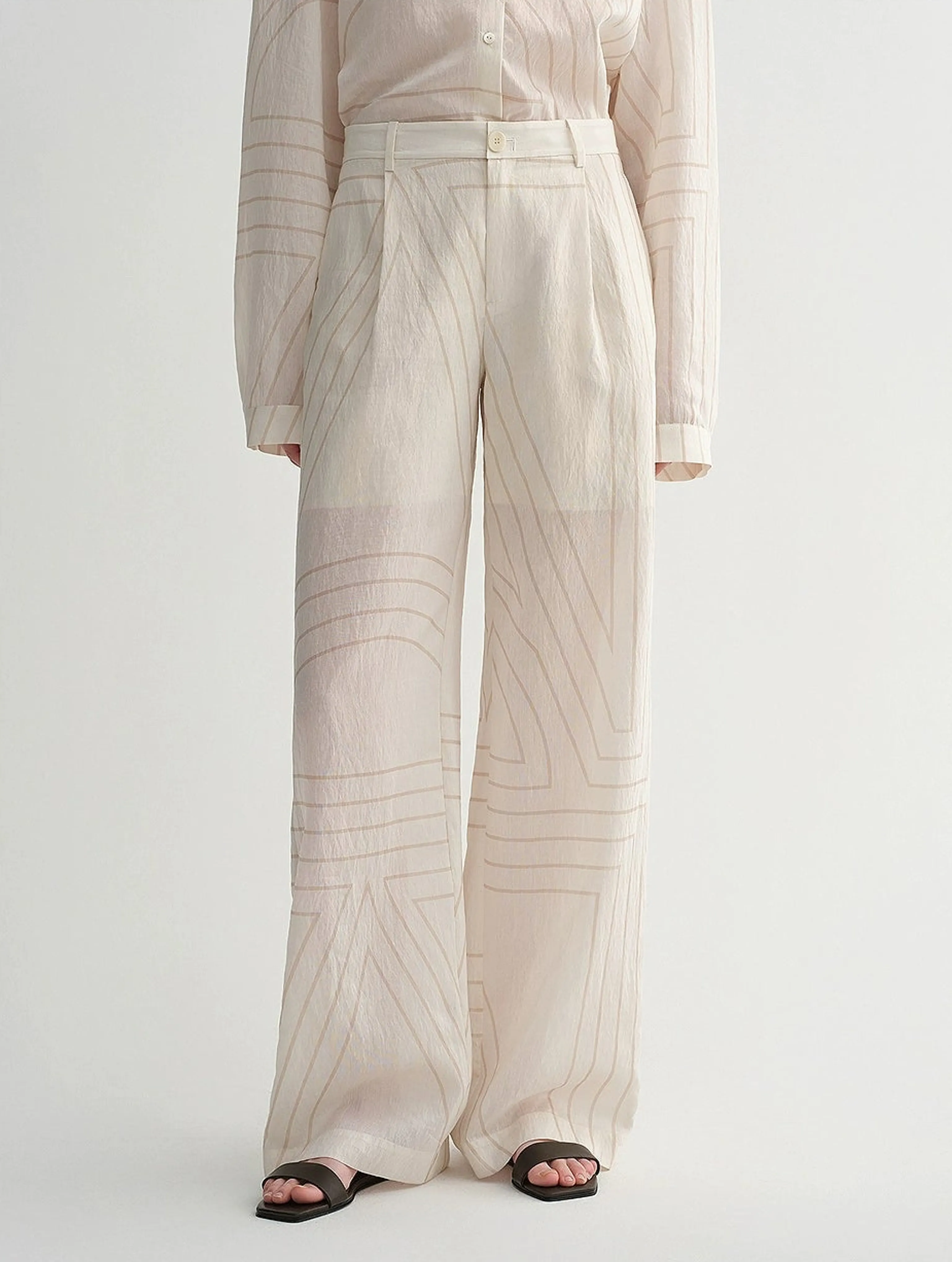 Linen Geometric Print Shirt & Trouser Set - Image 5