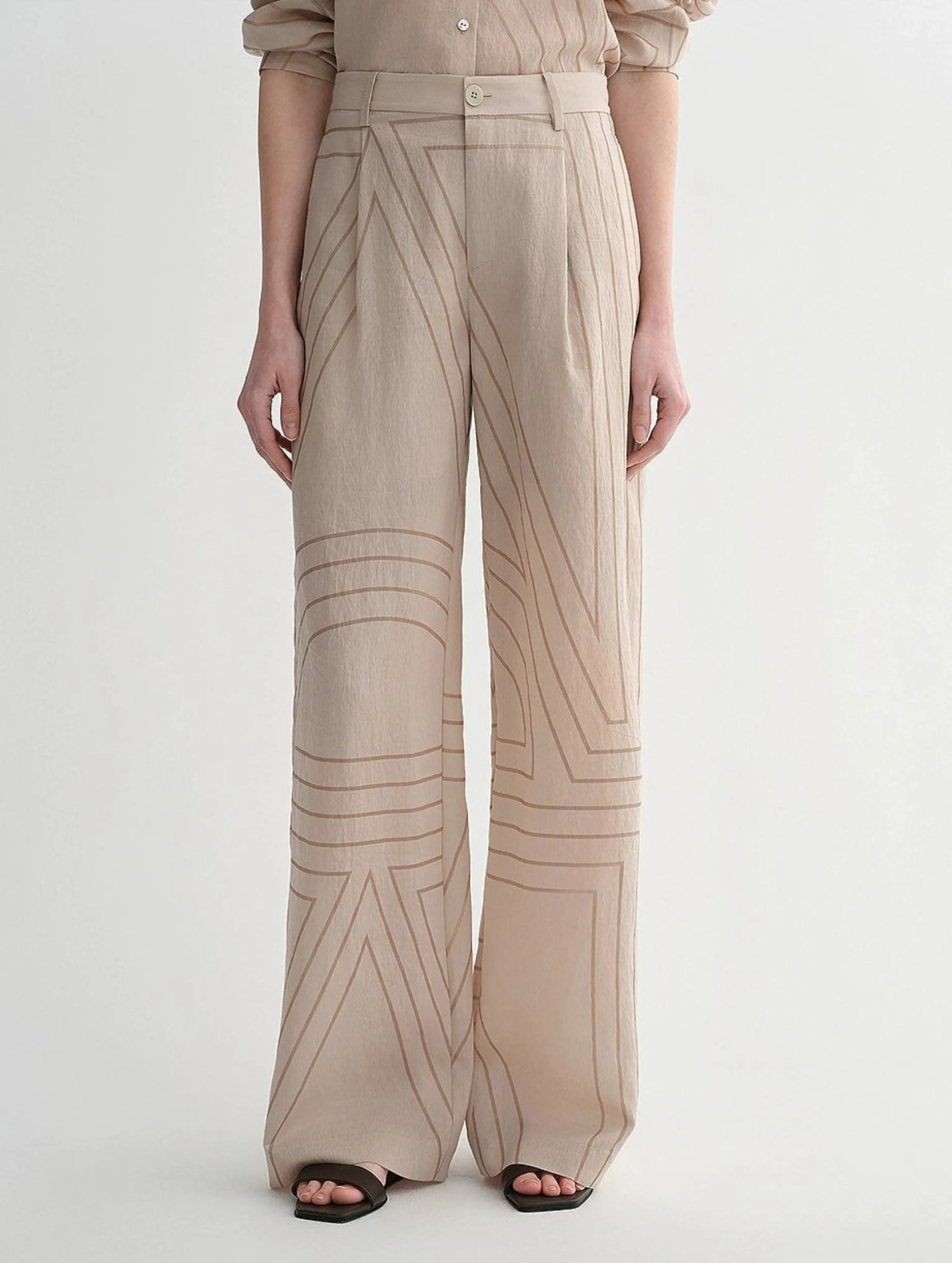 Linen Geometric Print Shirt & Trouser Set - Image 7