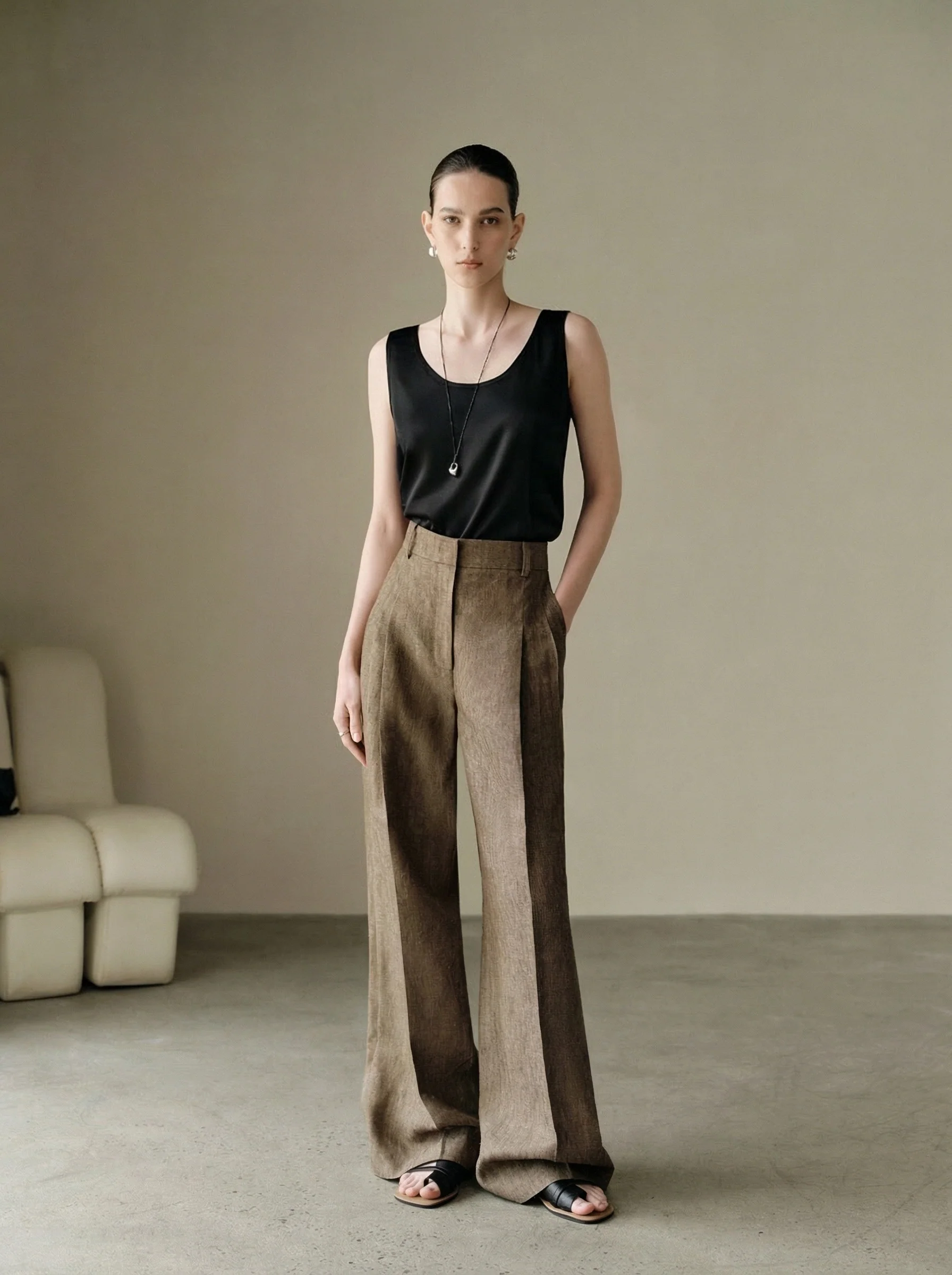 Linen-Hemp Collarless Suit Set - Image 5