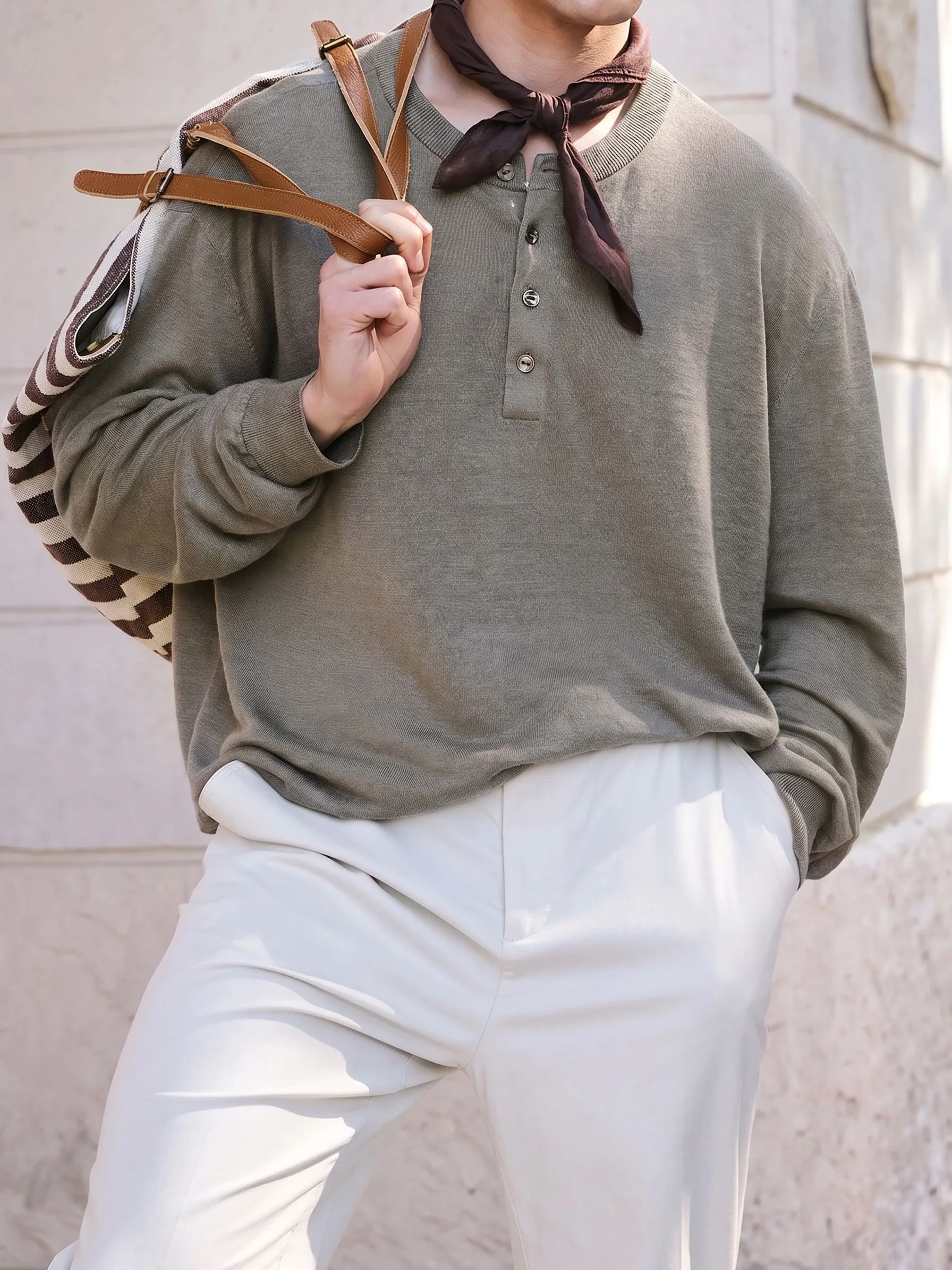 Linen Henley Sweater